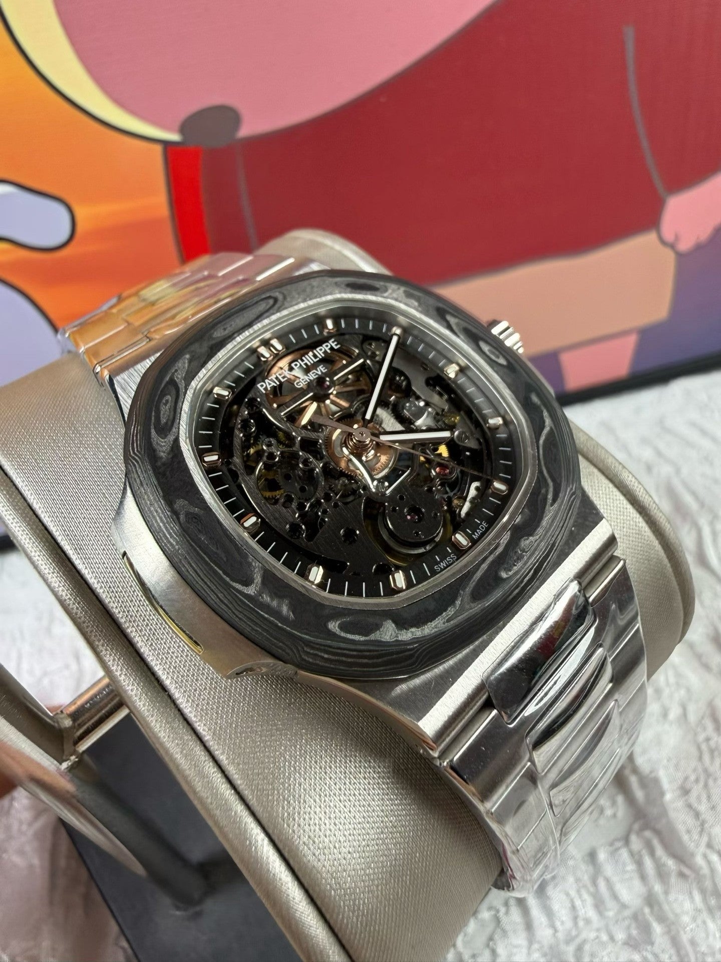 Custom Patek Philippe Nautilus 5711 Skeleton Carbon Bezel