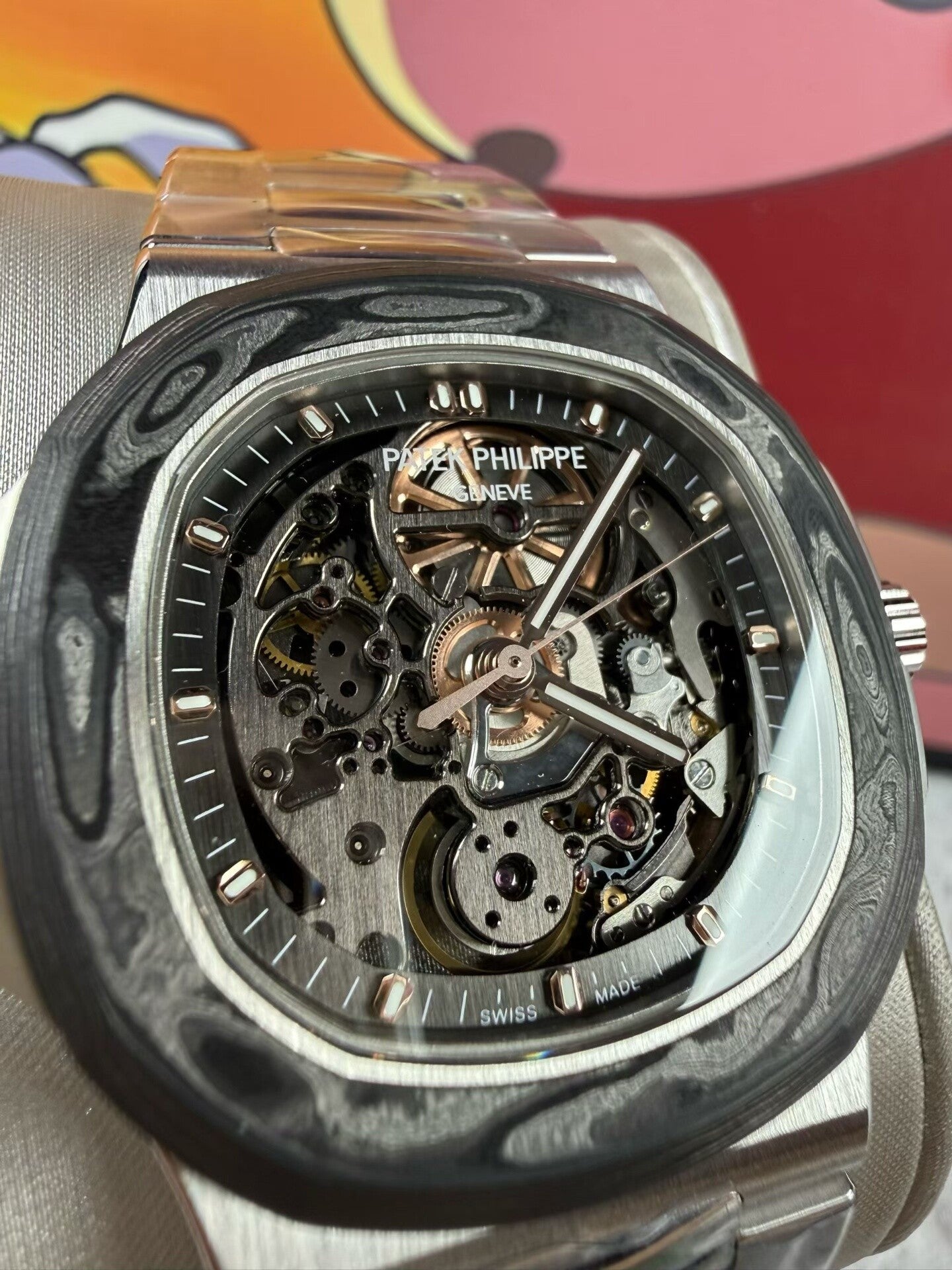 Custom Patek Philippe Nautilus 5711 Skeleton Carbon Bezel