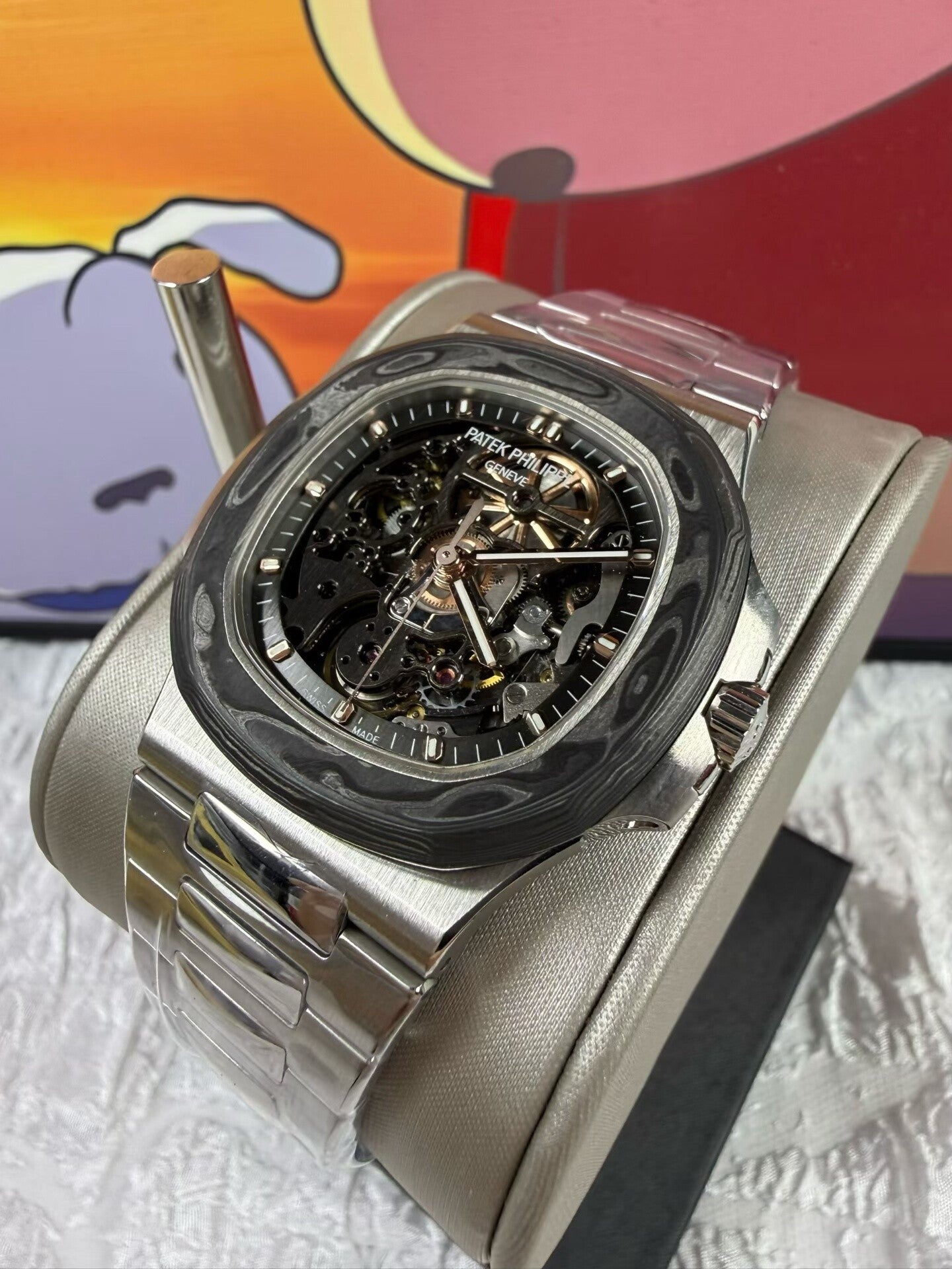 Custom Patek Philippe Nautilus 5711 Skeleton Carbon Bezel