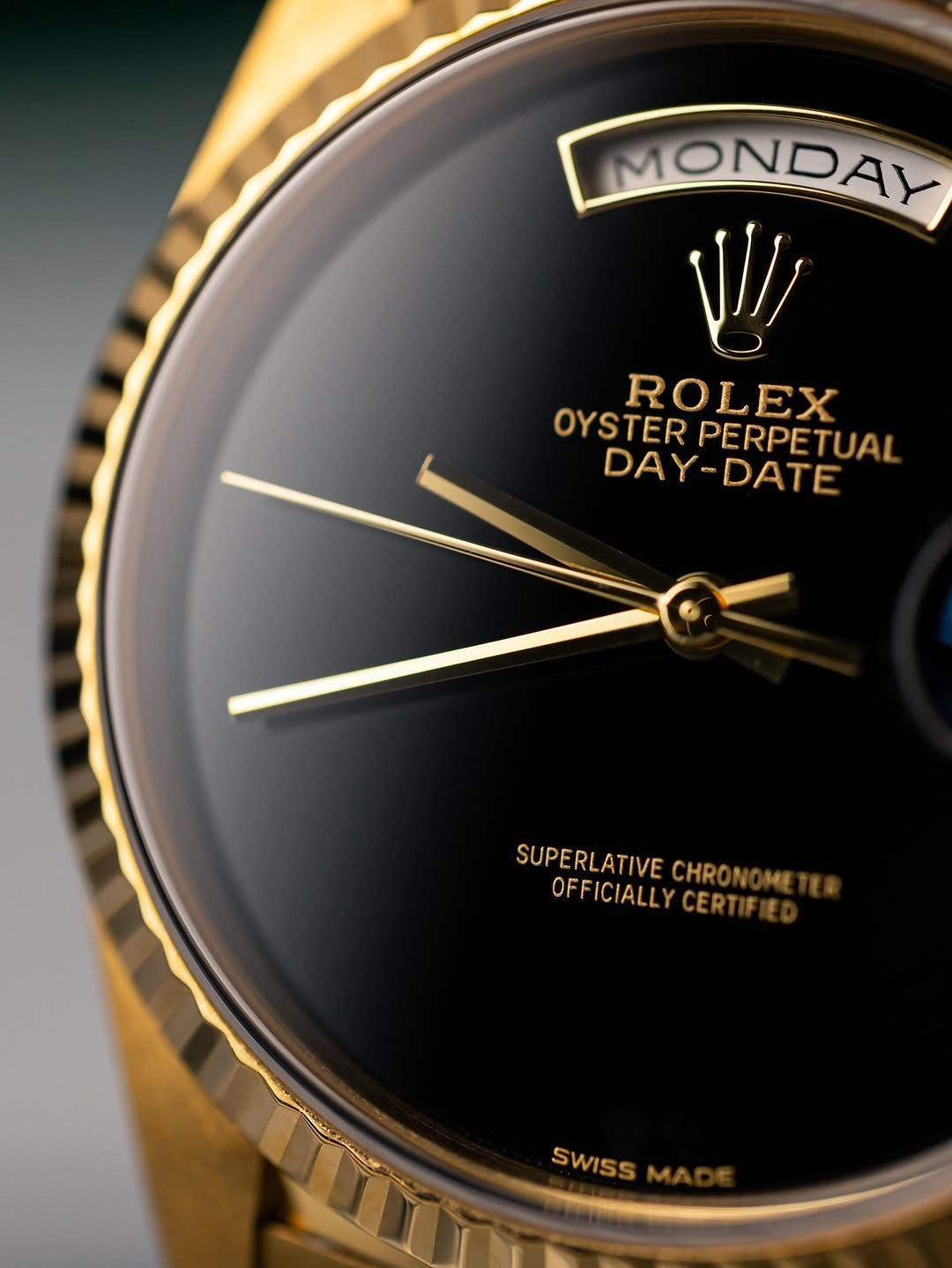 Rolex Day-Date 18038 18K Yellow Gold with Black Onyx Dial