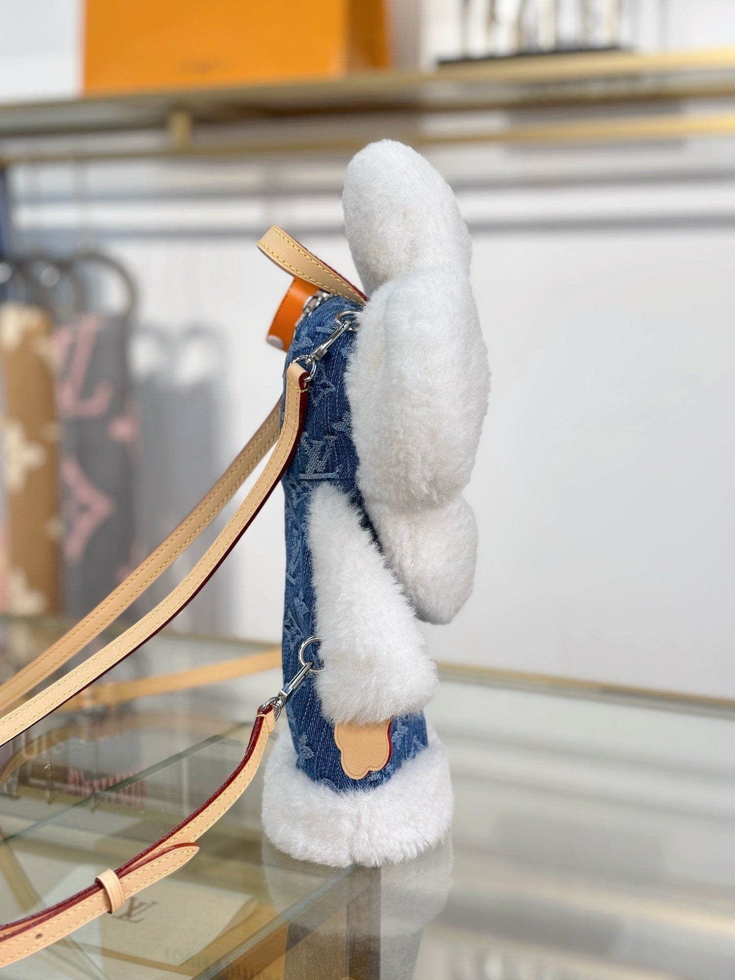 Louis Vuitton Vivienne Backpack in Merino Shearling & Denim – Washed Jeans