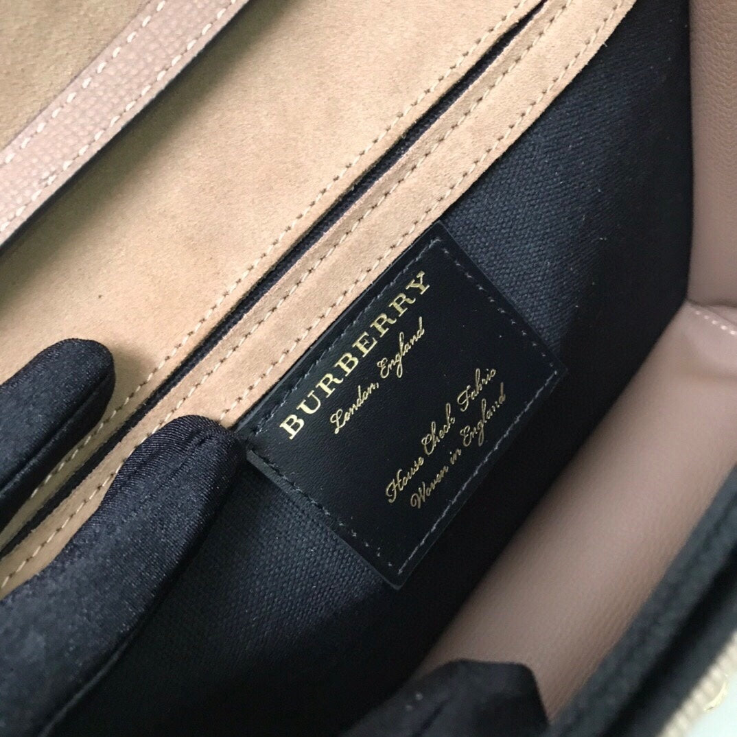Burberry House Check Macken Brown Leather Crossbody Bag