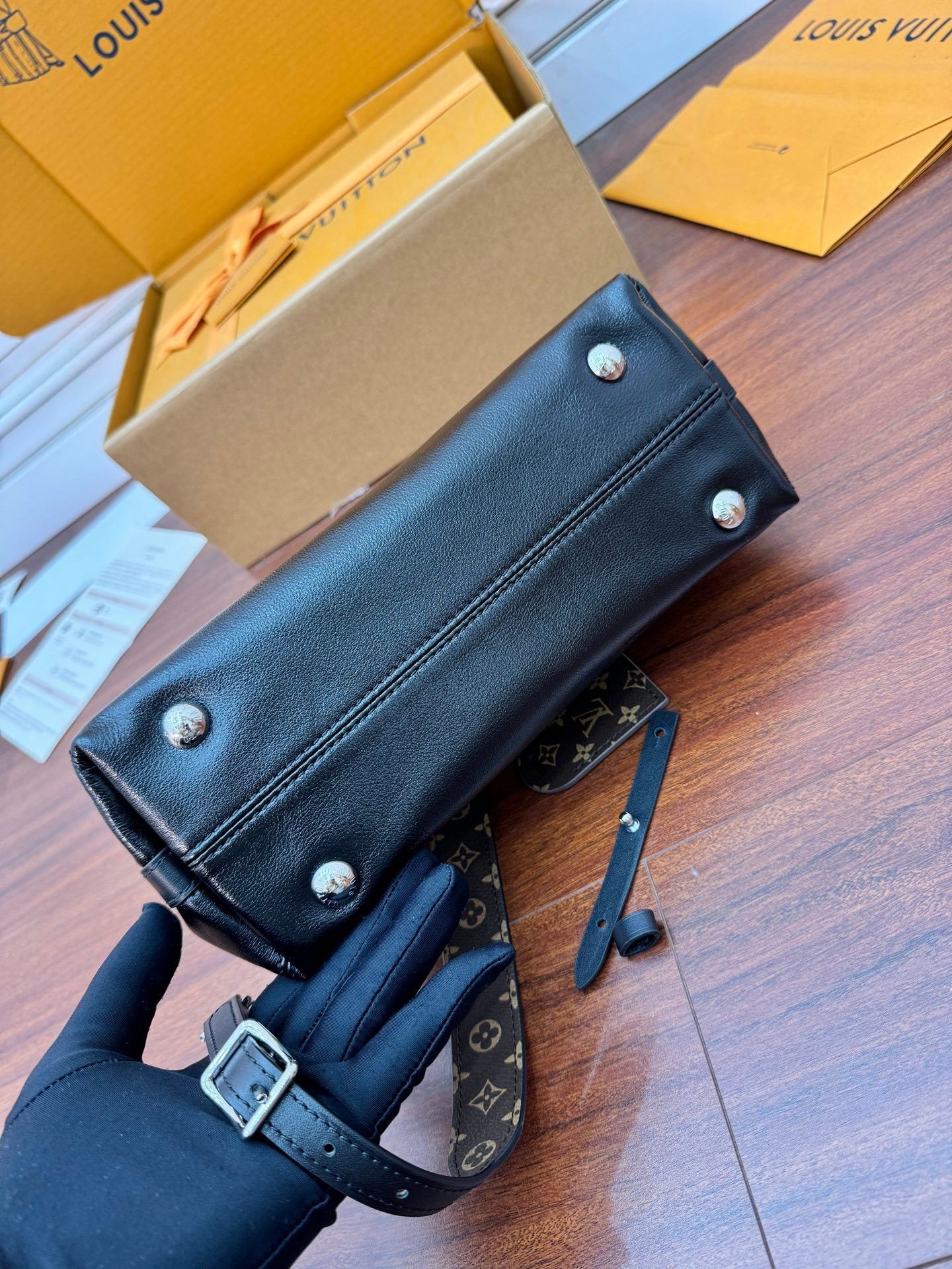 Louis Vuitton Carryall Vibe BB Bag – Black Lambskin with Silver Hardware
