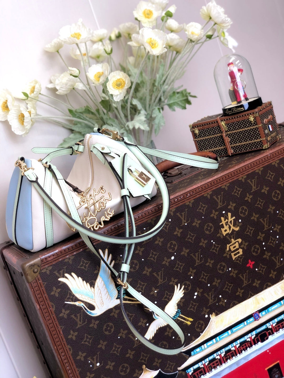 Louis Vuitton Express PM Shoulder Bag – Calfskin Leather in White & Light Blue