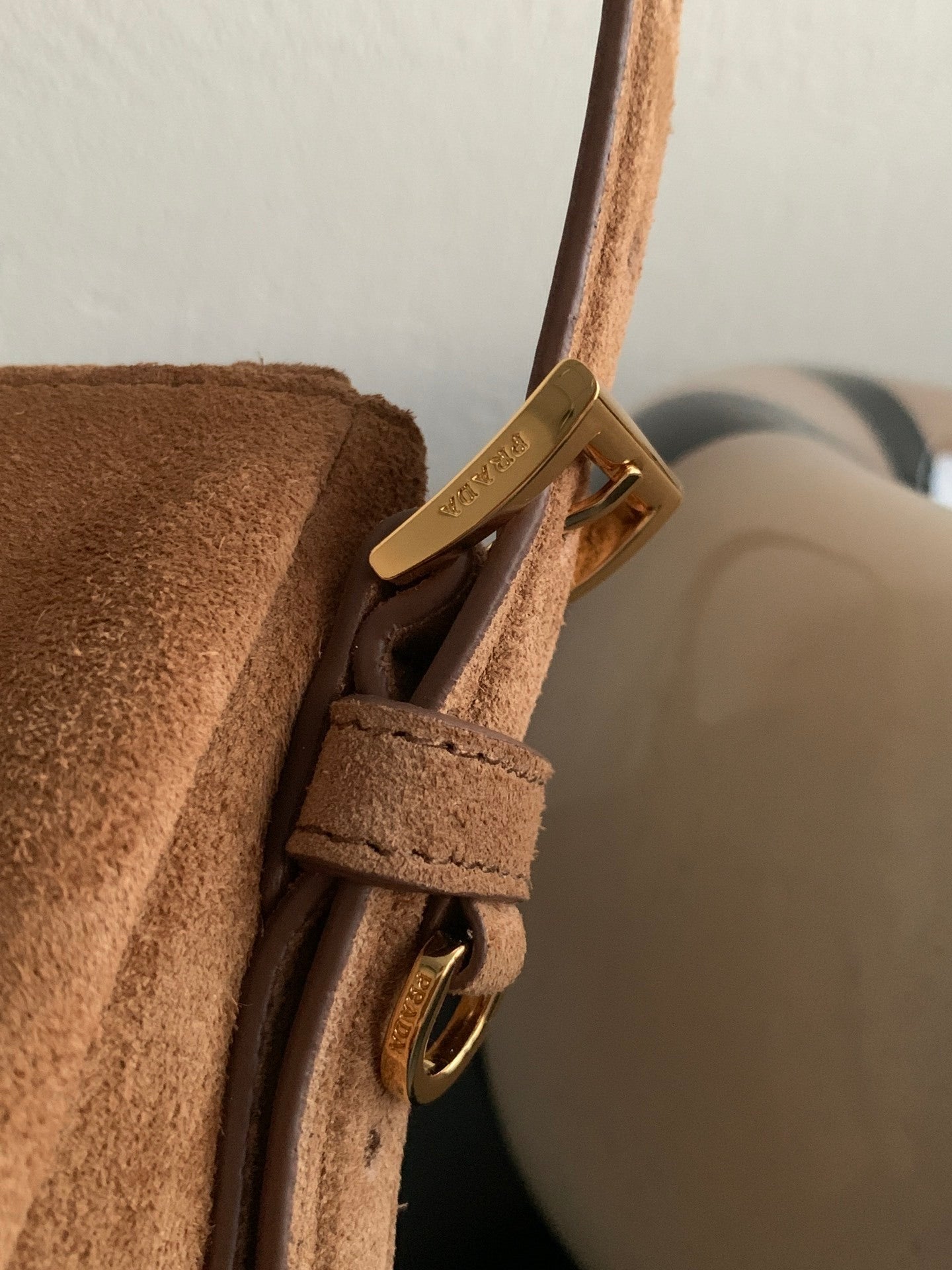 Prada Aimée Medium Brown Suede Shoulder Bag
