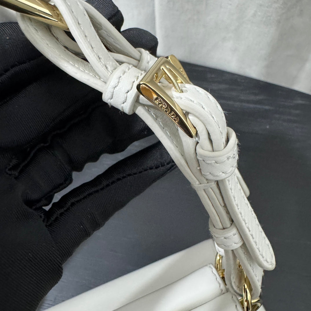 Prada Enchaîné Medium White Leather Shoulder Bag
