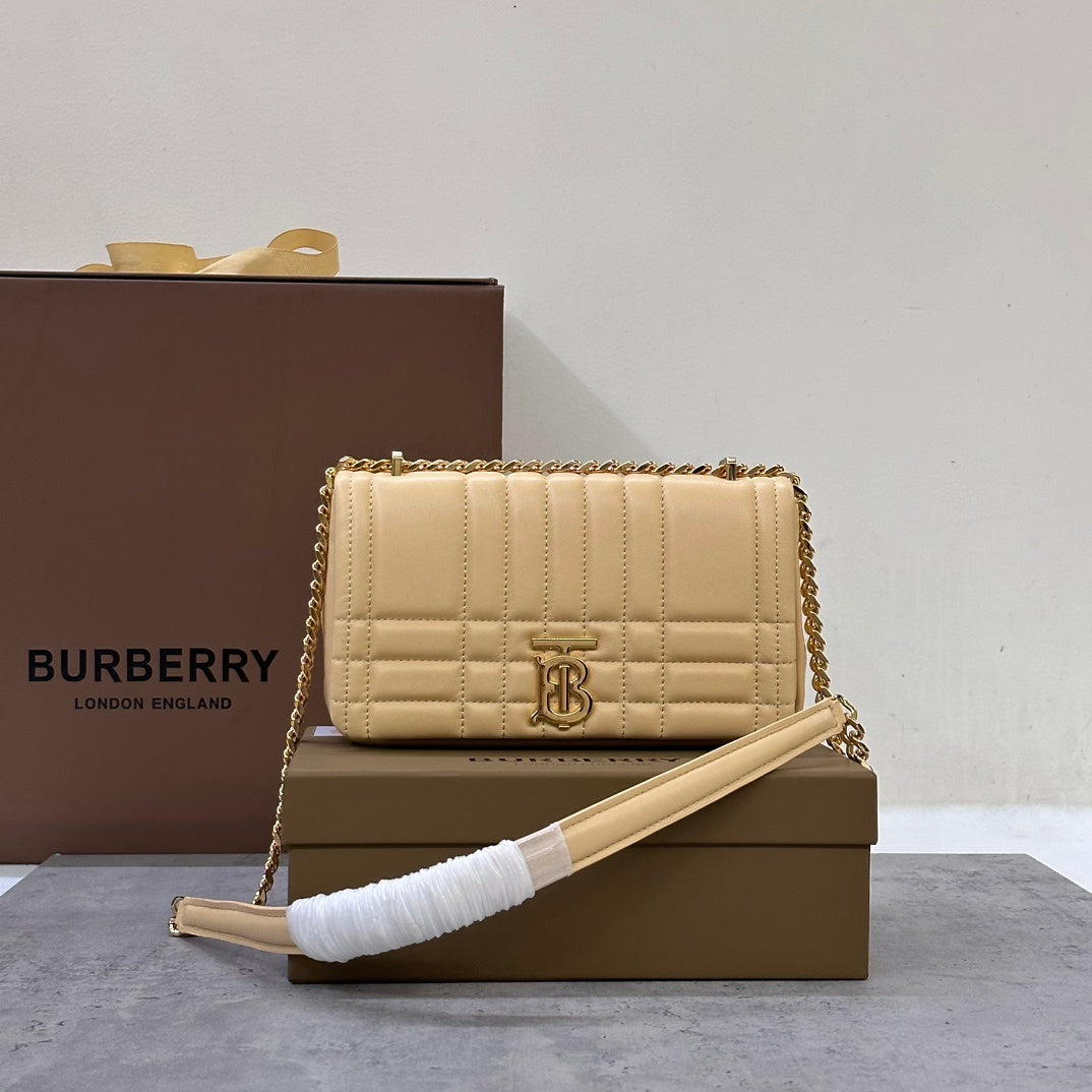 Burberry Lola Mini Bag Pale Vanilla Quilted Leather Luxury Handbag