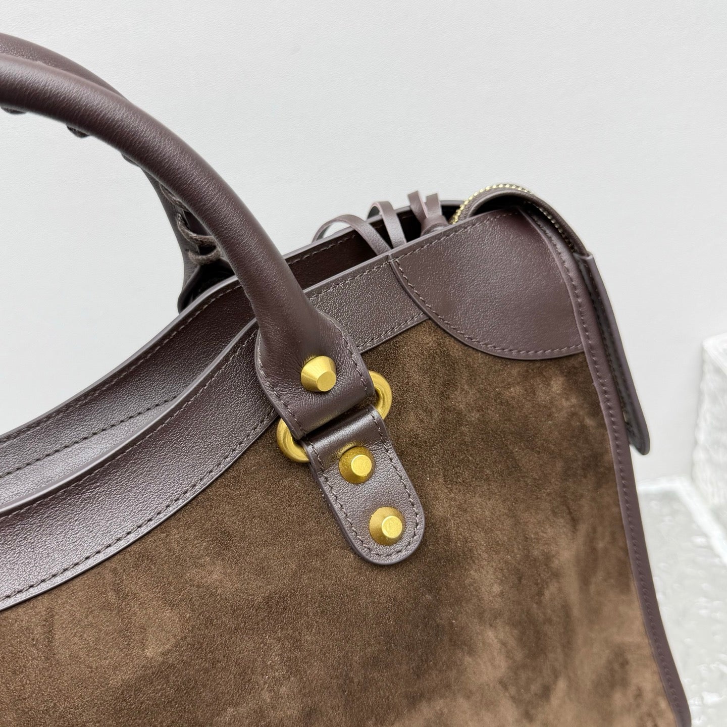 Balenciaga Le City Medium Moka Brown Suede Bag