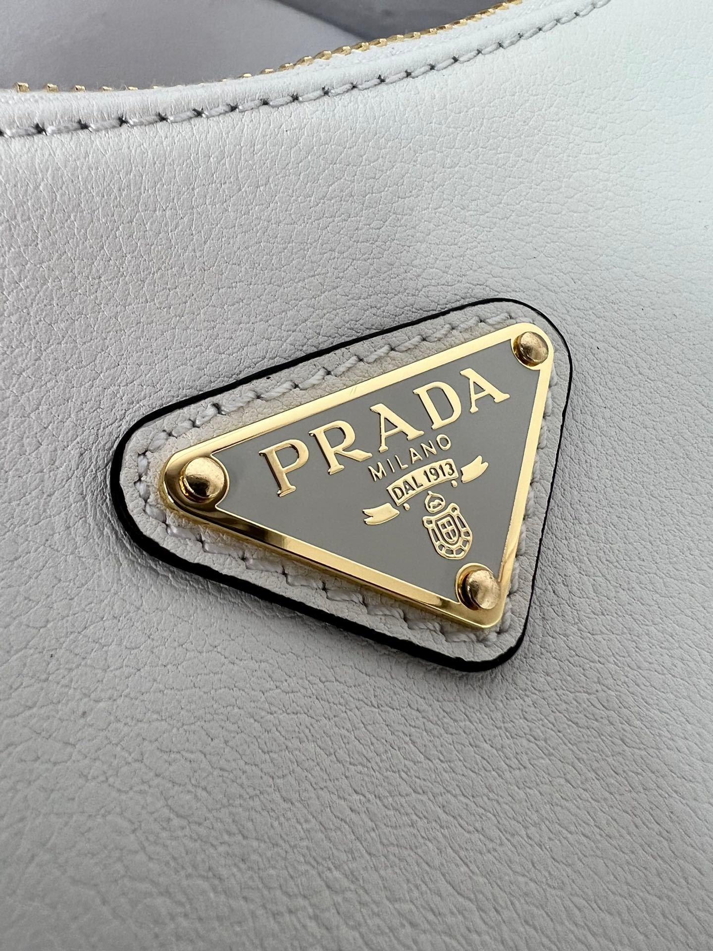 Prada Aimée Medium White Calf Leather Shoulder Bag