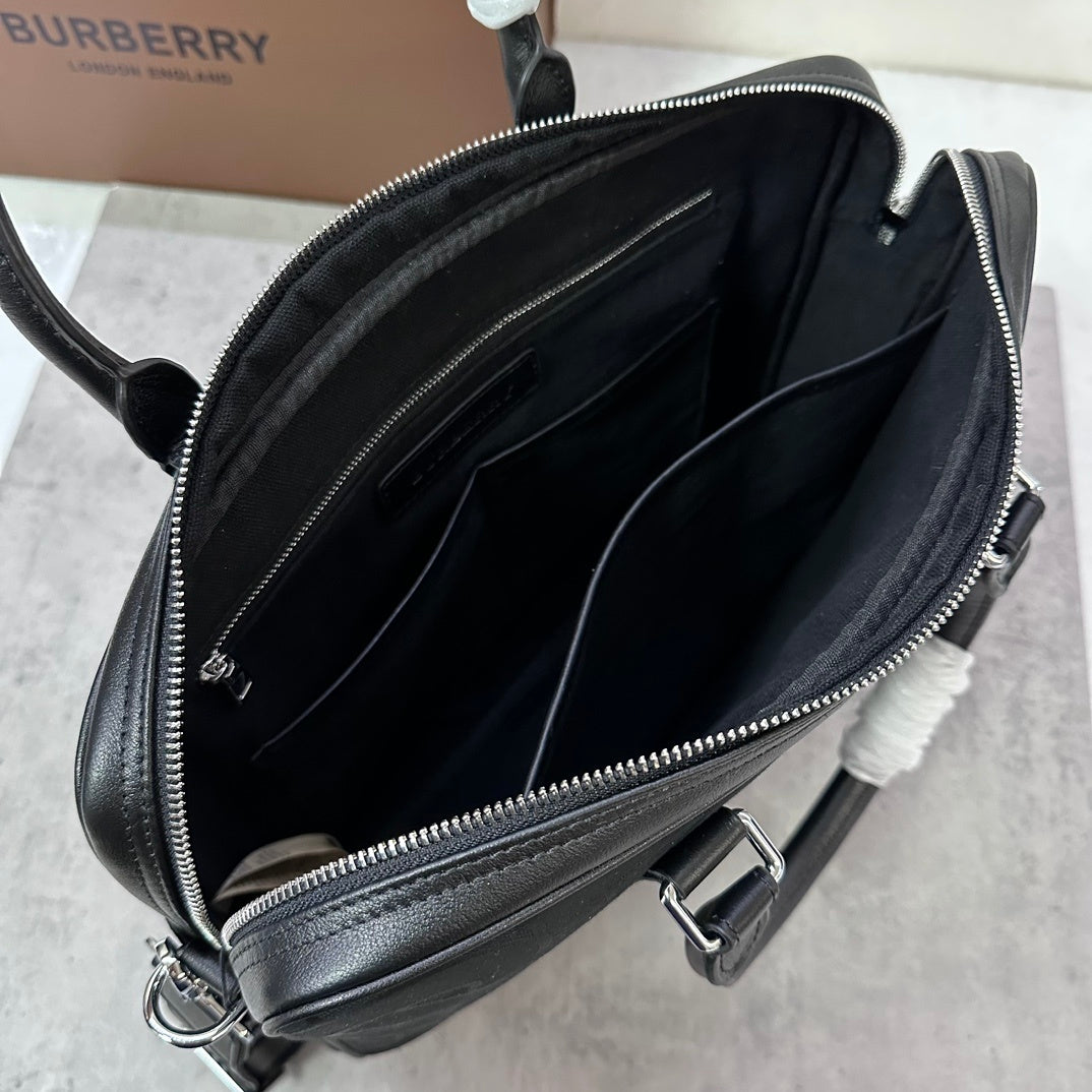 Burberry Black Monogram Briefcase with Removable Shoulder Strap