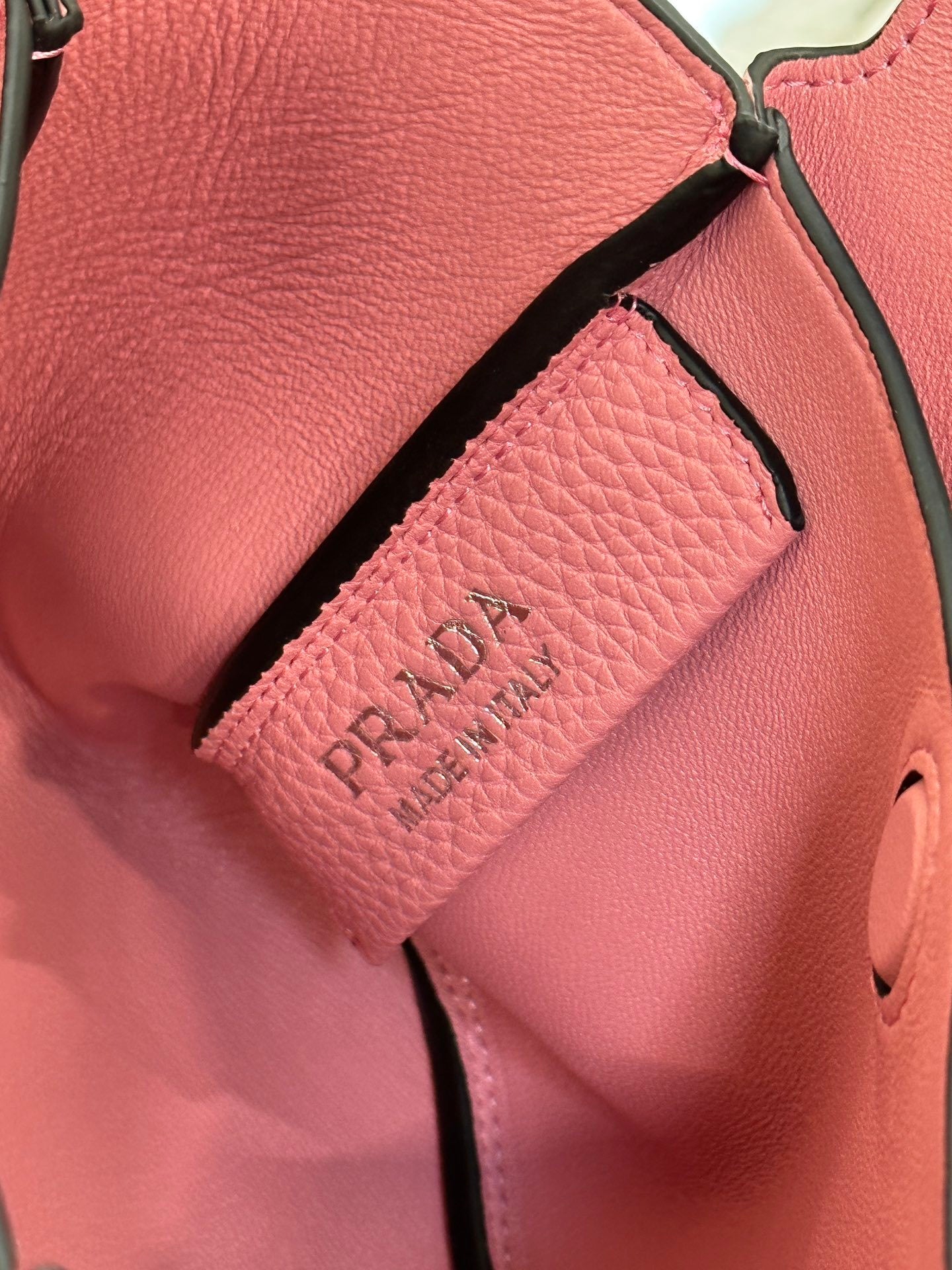Prada Grained Leather Mini Tote Bag – Petal Pink with Logo Plaque