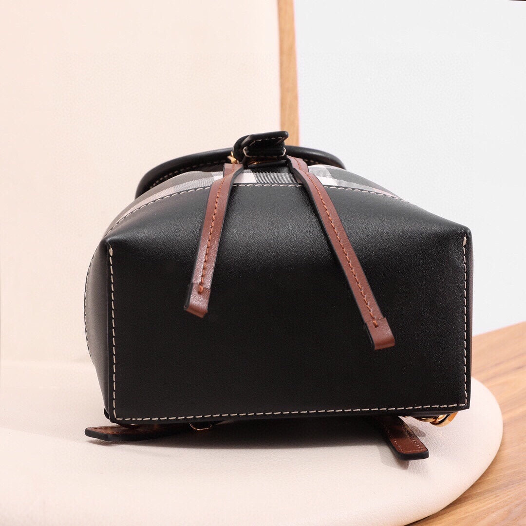 Burberry Check & Leather Micro Backpack | Dark Birch Brown Designer Bag