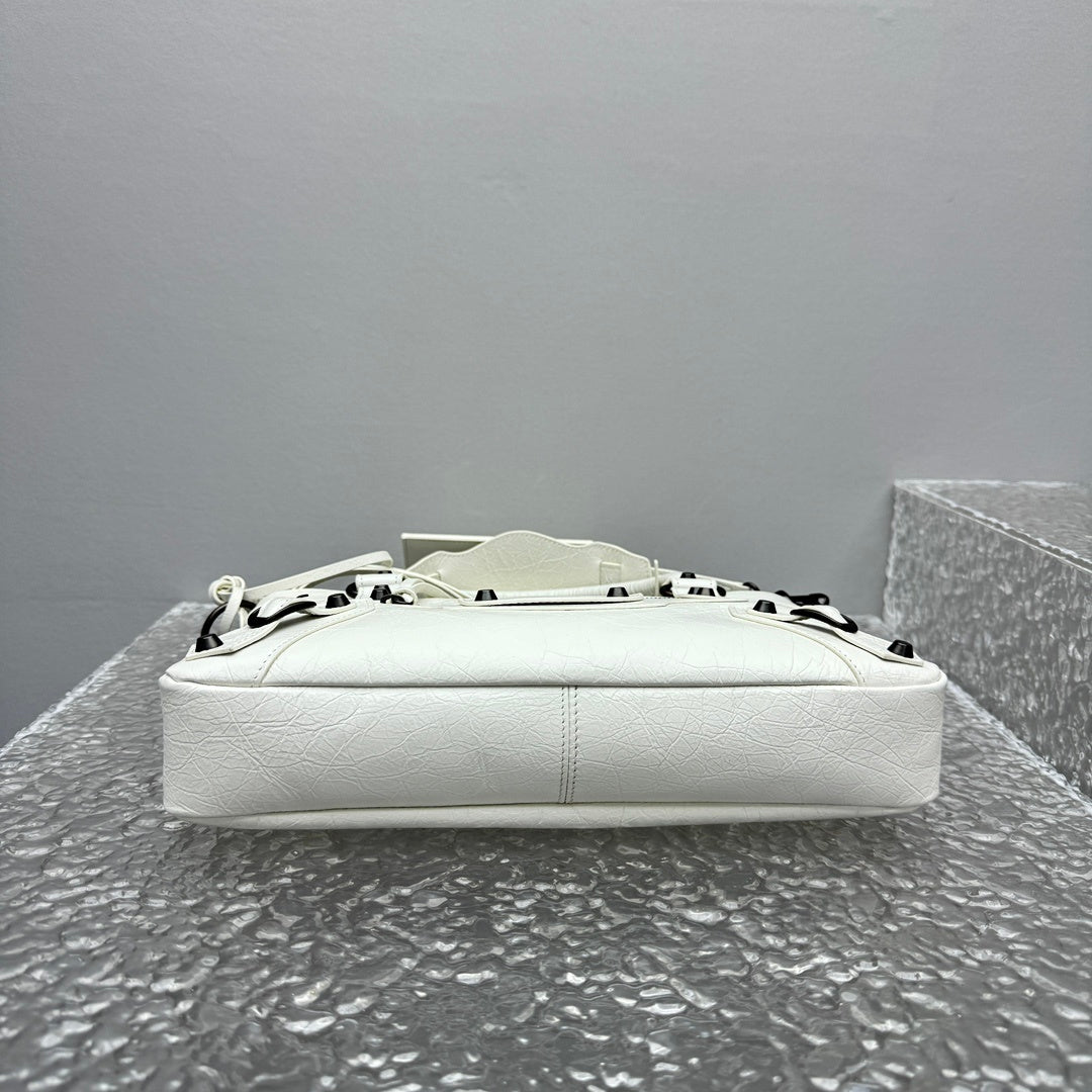Balenciaga Le City Studded White Leather Satchel
