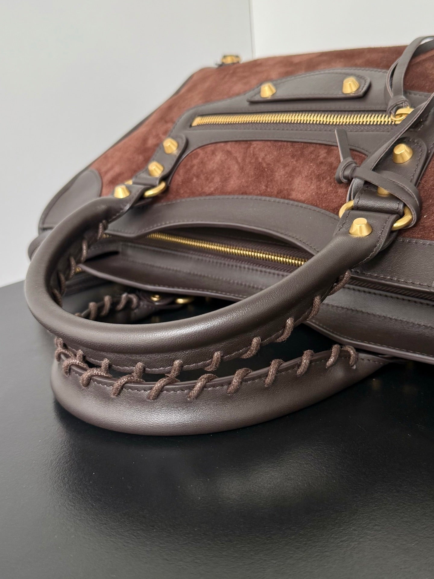 Balenciaga Le City Medium Moka Brown Suede Tote