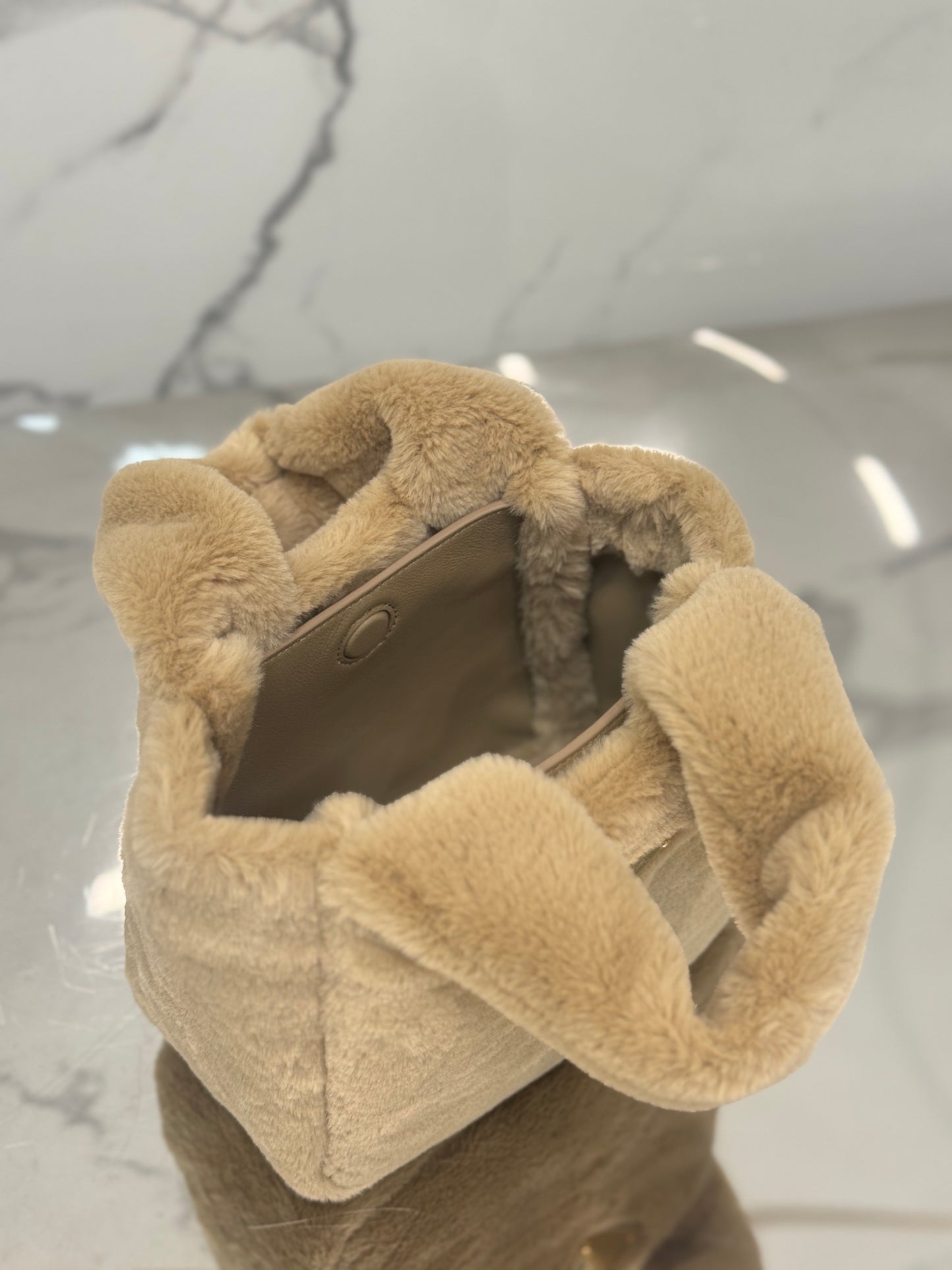 Prada Shearling Mini Handbag – Beige