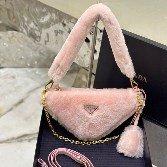 Prada Re-Edition 2005 Mini Shearling Shoulder Bag – Pink
