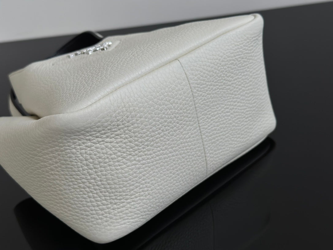 Prada Dynamique Small White Leather Tote Bag