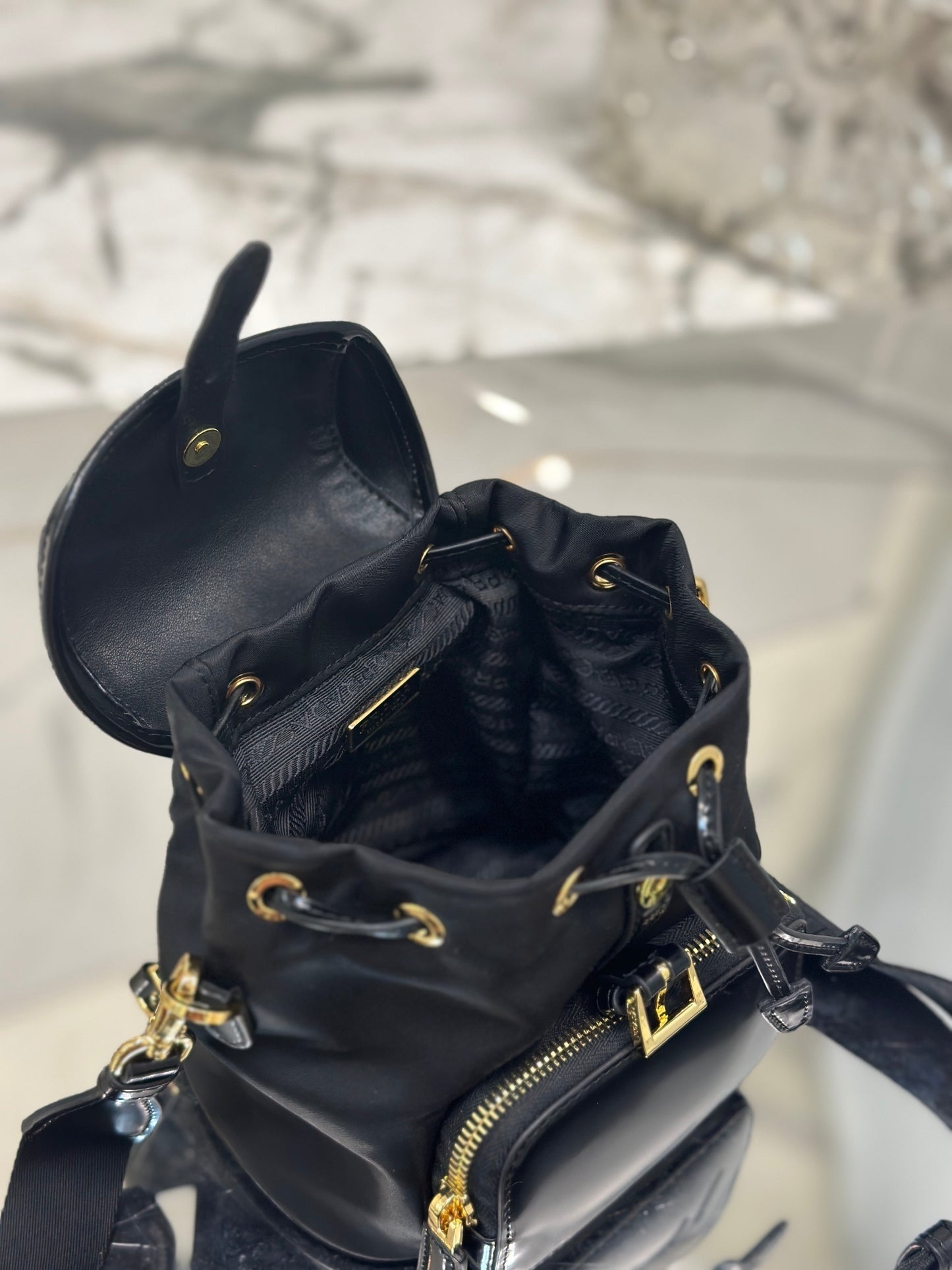Prada Small Re-Nylon & Brushed Leather Backpack