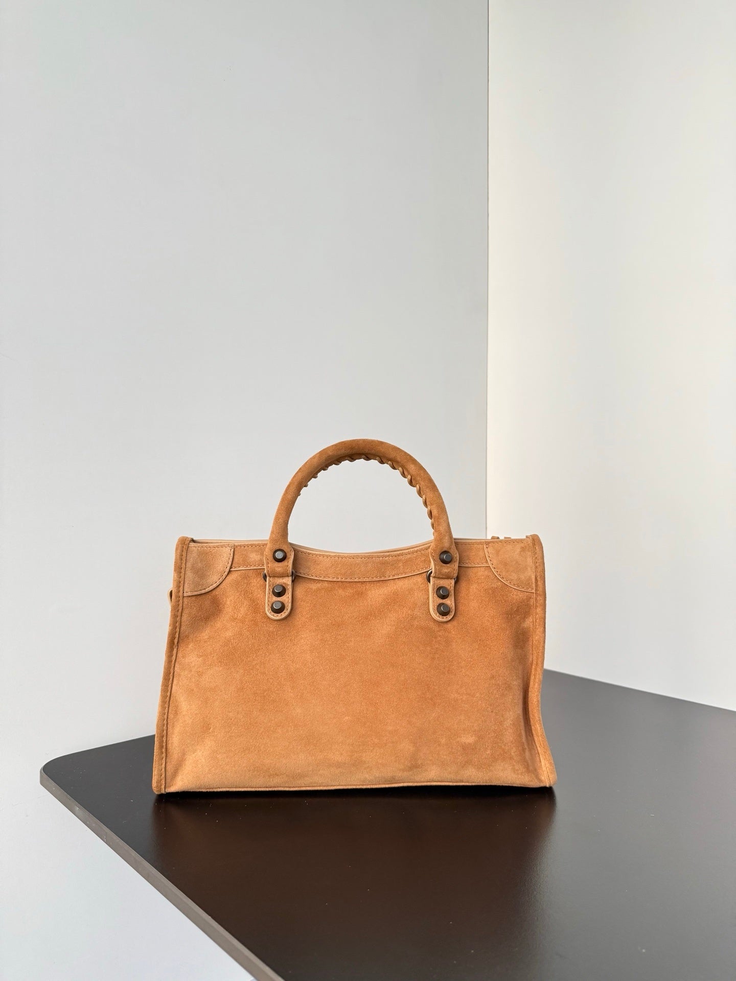 Balenciaga Le City Small Camel Suede Bag