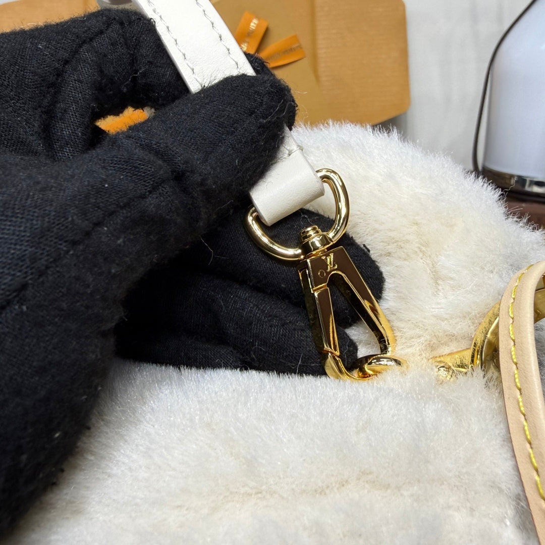 Louis Vuitton Capusnow Top-Handle Bag in Shearling with Removable Pompom Charm
