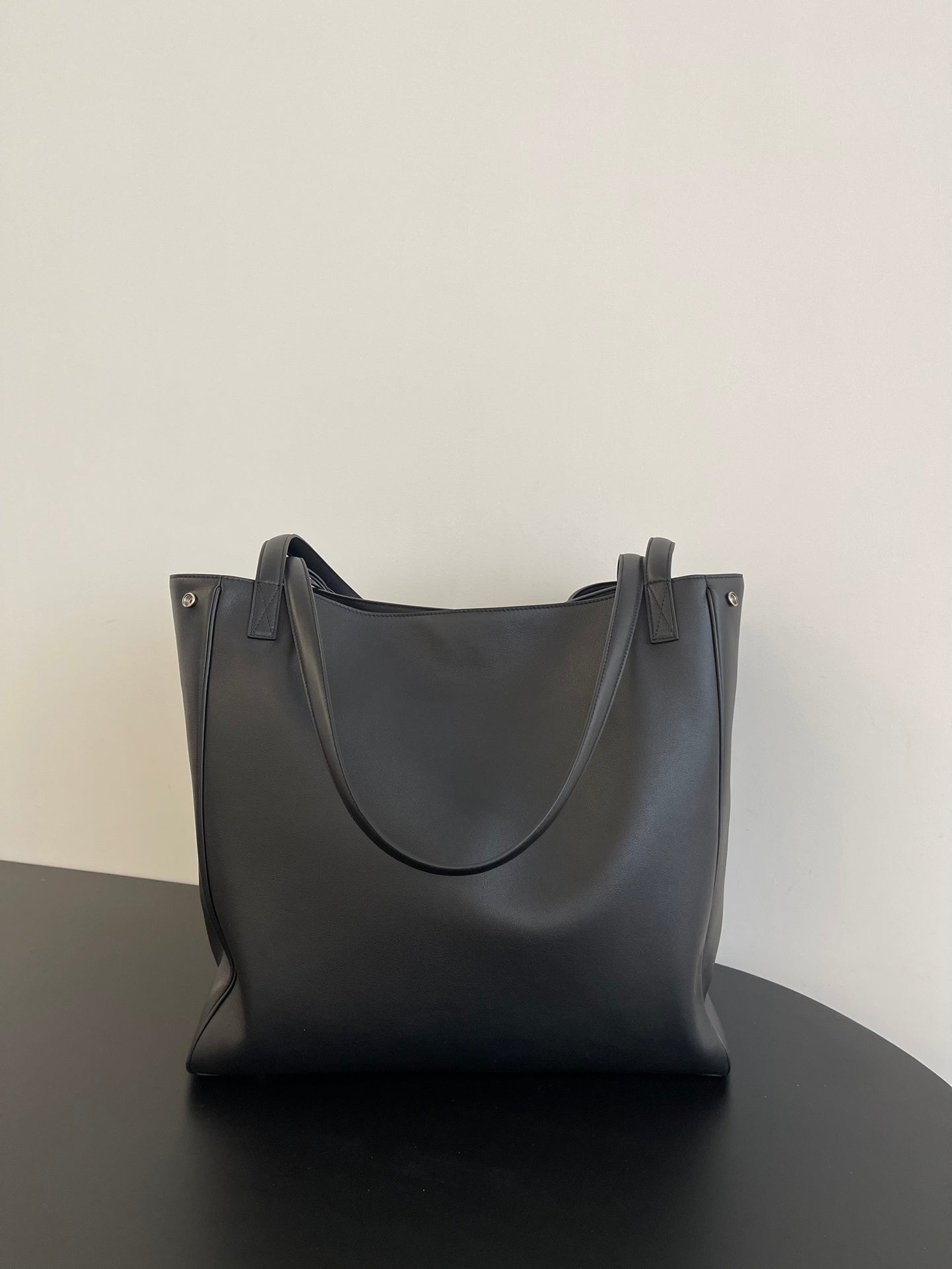 Balenciaga Rodeo Tote Bag Black Calfskin Aged-Silver Hardware