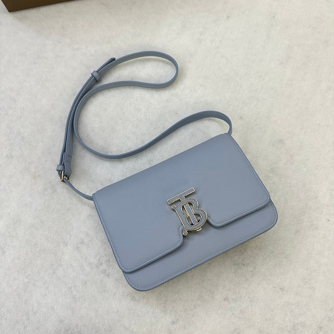 Burberry Small TB Leather Bag in Pale Blue with Thomas Burberry Monogram Clasp