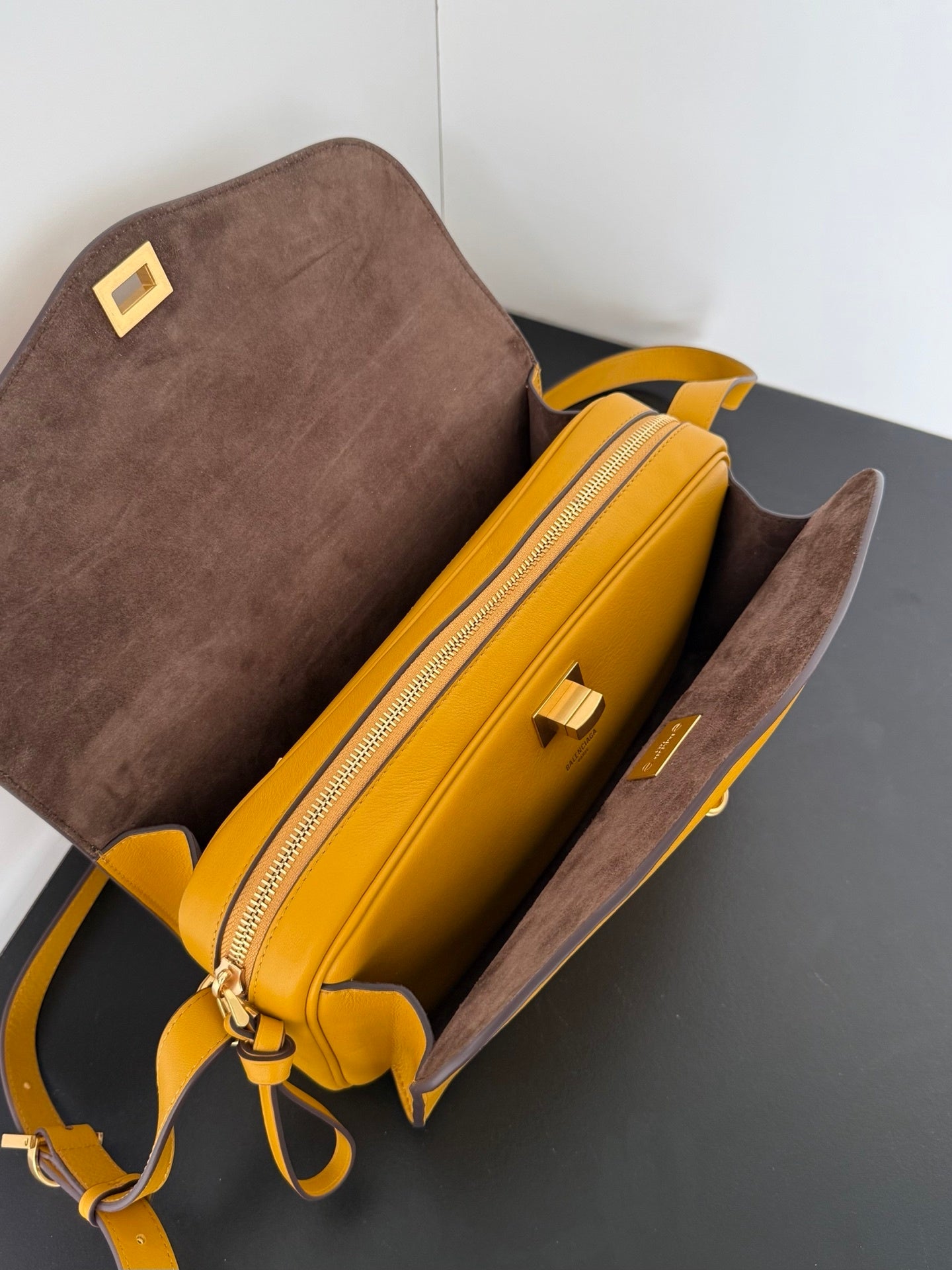 Balenciaga Le 7 Medium Curry Yellow Shoulder Bag