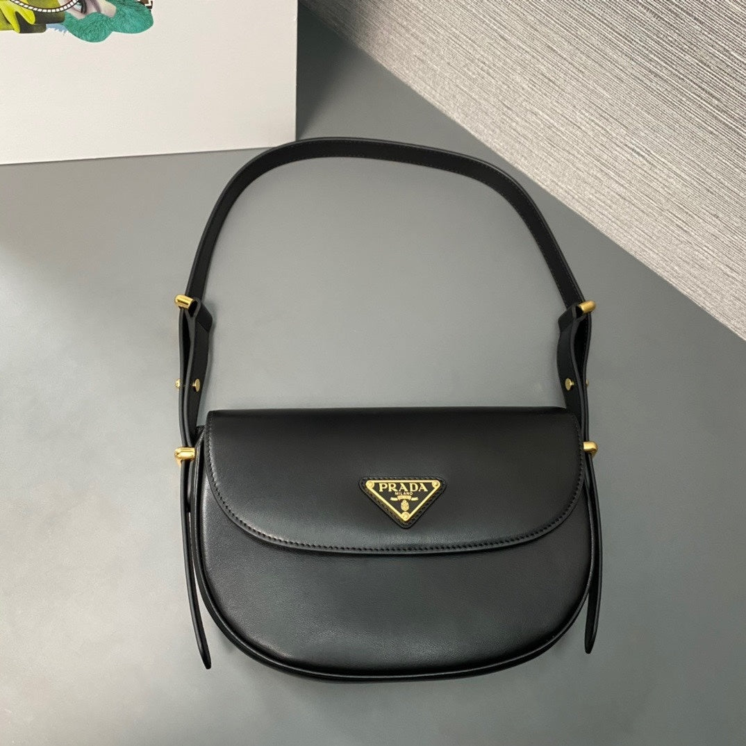 Prada Arqué Leather Shoulder Bag with Flap