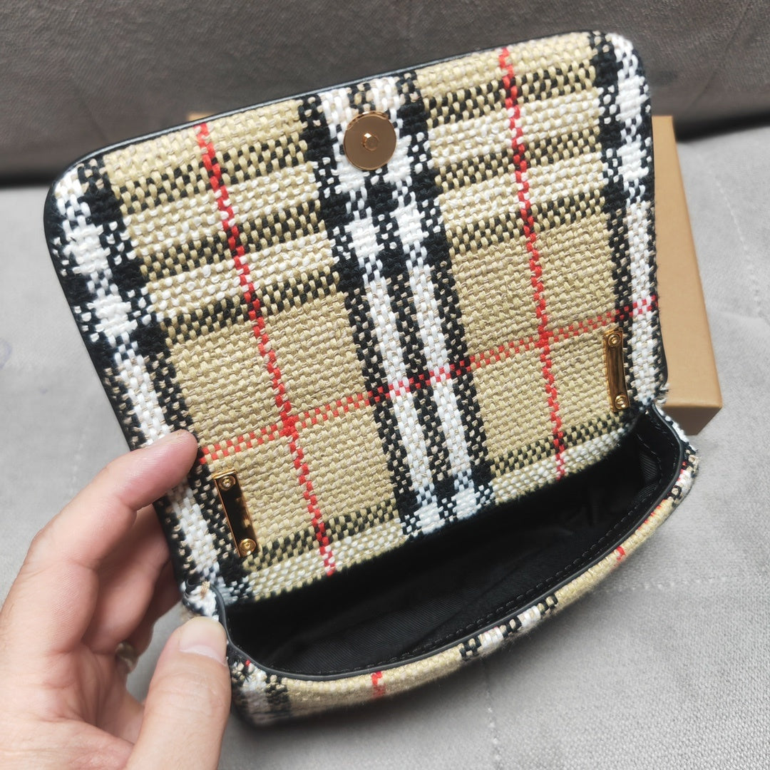 Burberry Lola Mini Handbag in Signature Beige Check Motif