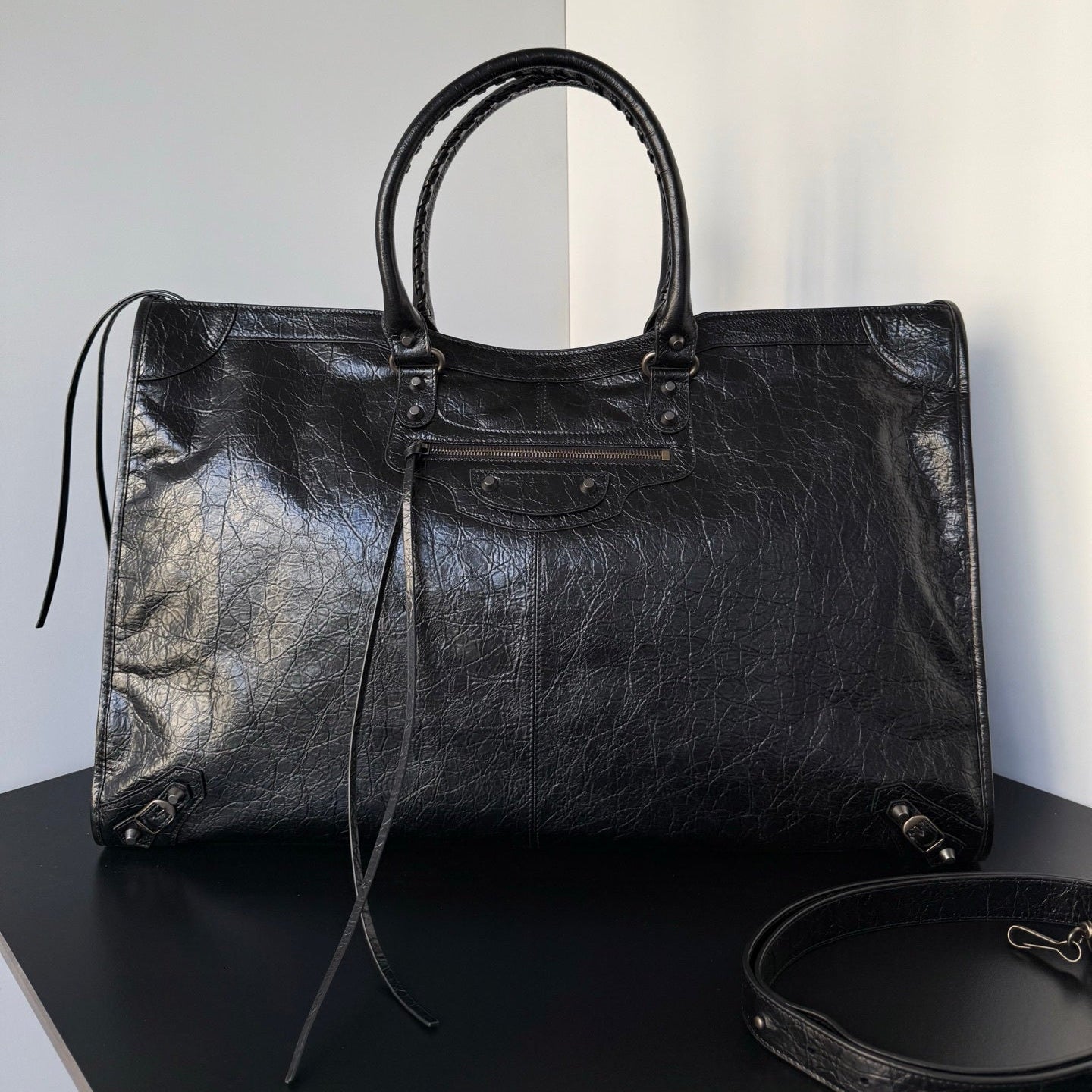 Balenciaga Le City Travel Bag Black Arena Lambskin