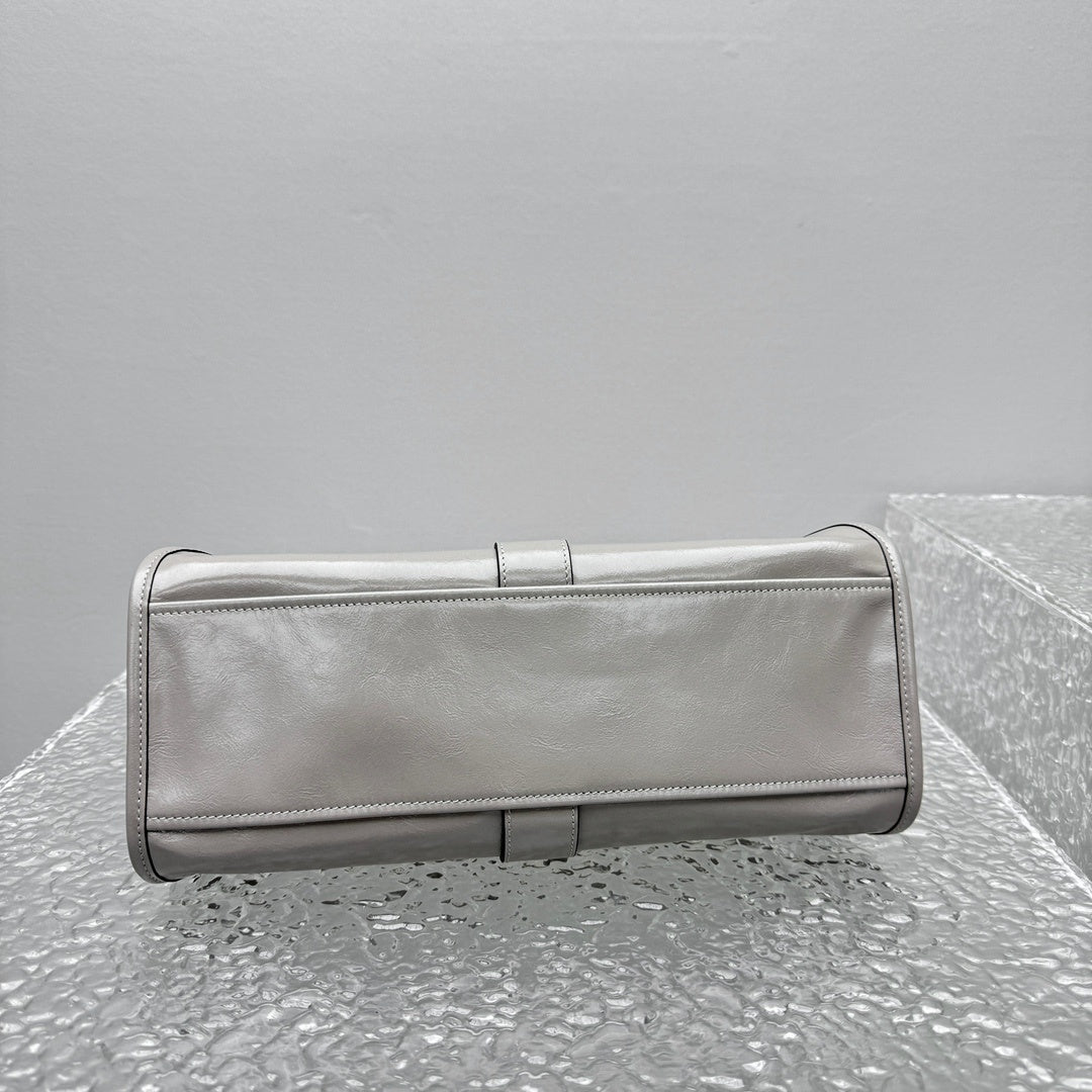Prada Soft Calf Leather Shoulder Bag in Peltro
