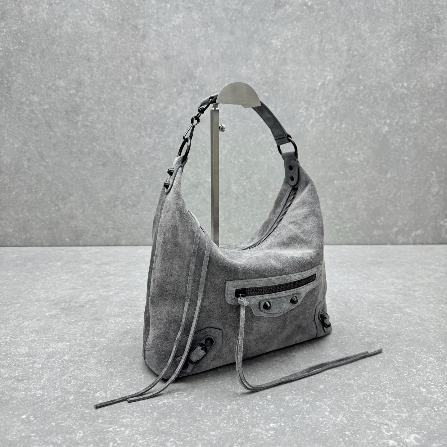 Balenciaga Le City Hobo Storm Grey Suede Bag
