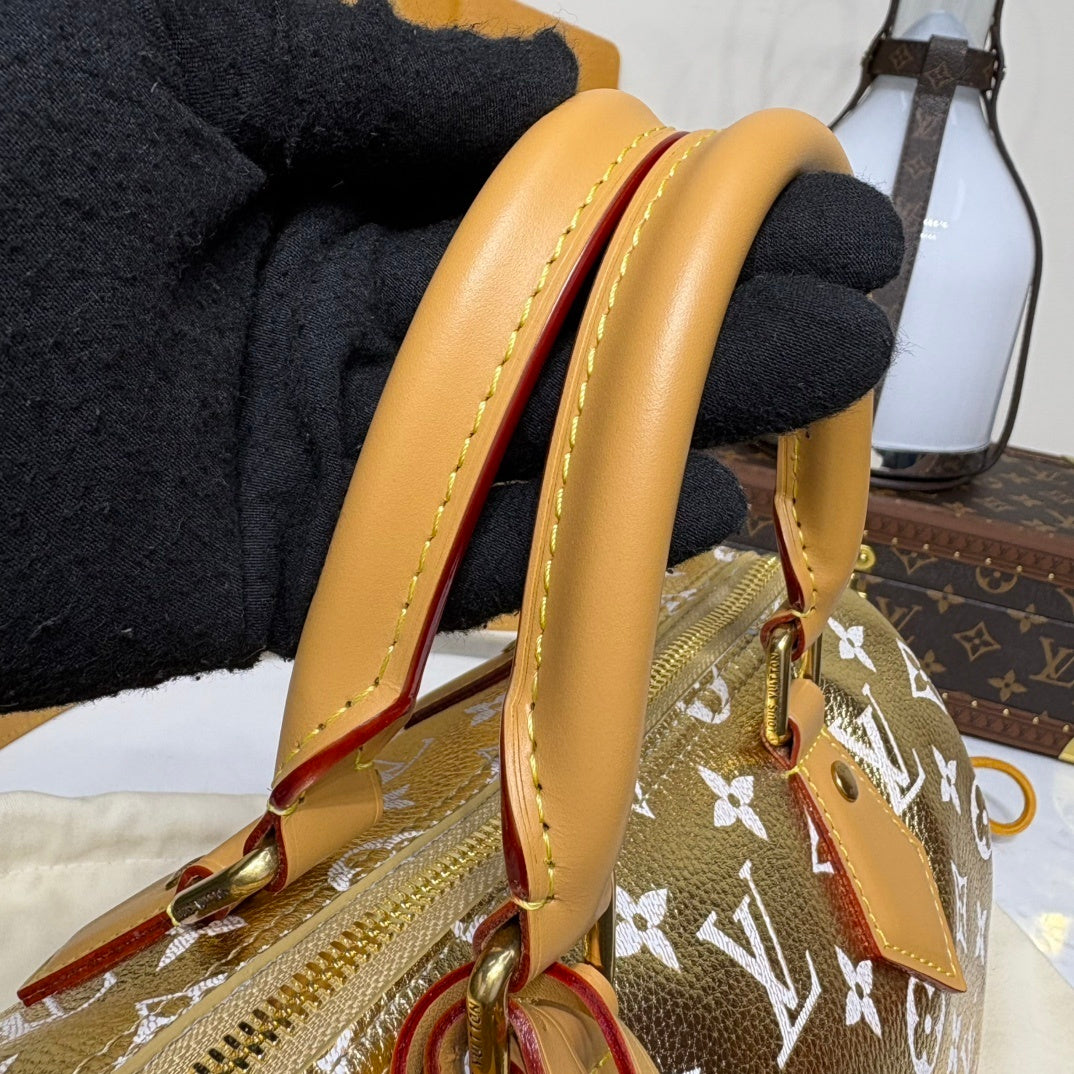 Louis Vuitton Speedy P9 Bandoulière 25 – Monogram Gold Finish with Matching Pouch