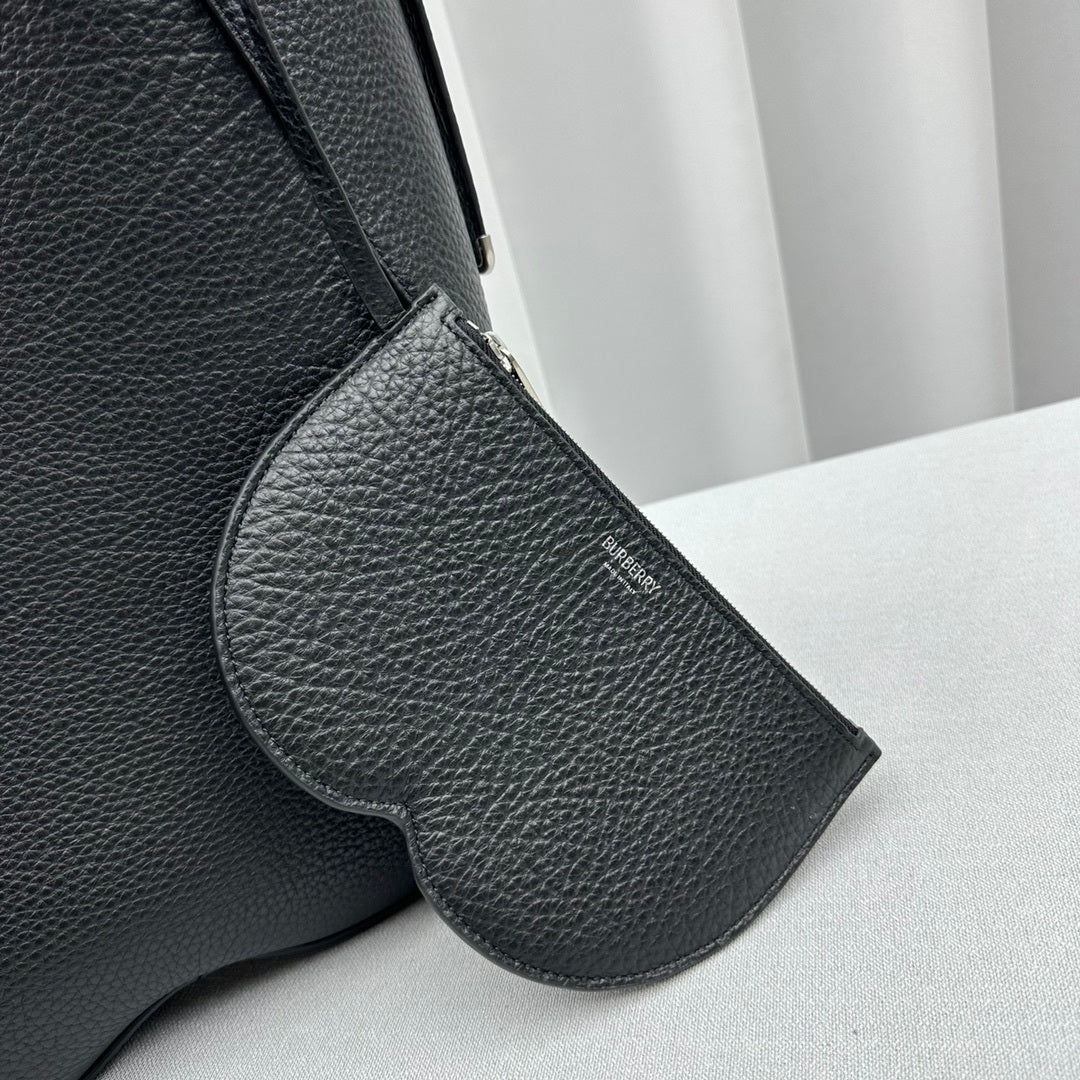 Burberry Women's Chess Black Grained Leather Shoulder Bag