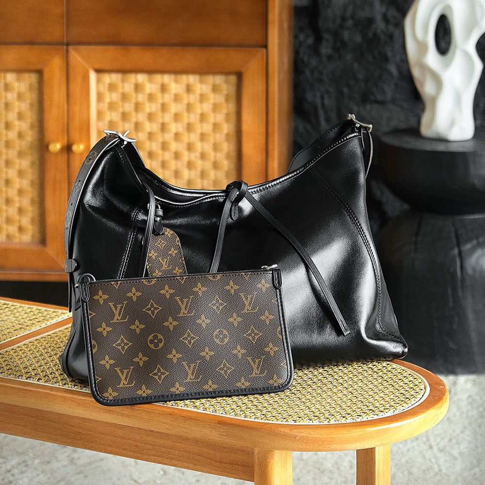 Louis Vuitton CarryAll Vibe MM Handbag – Black Lambskin Leather
