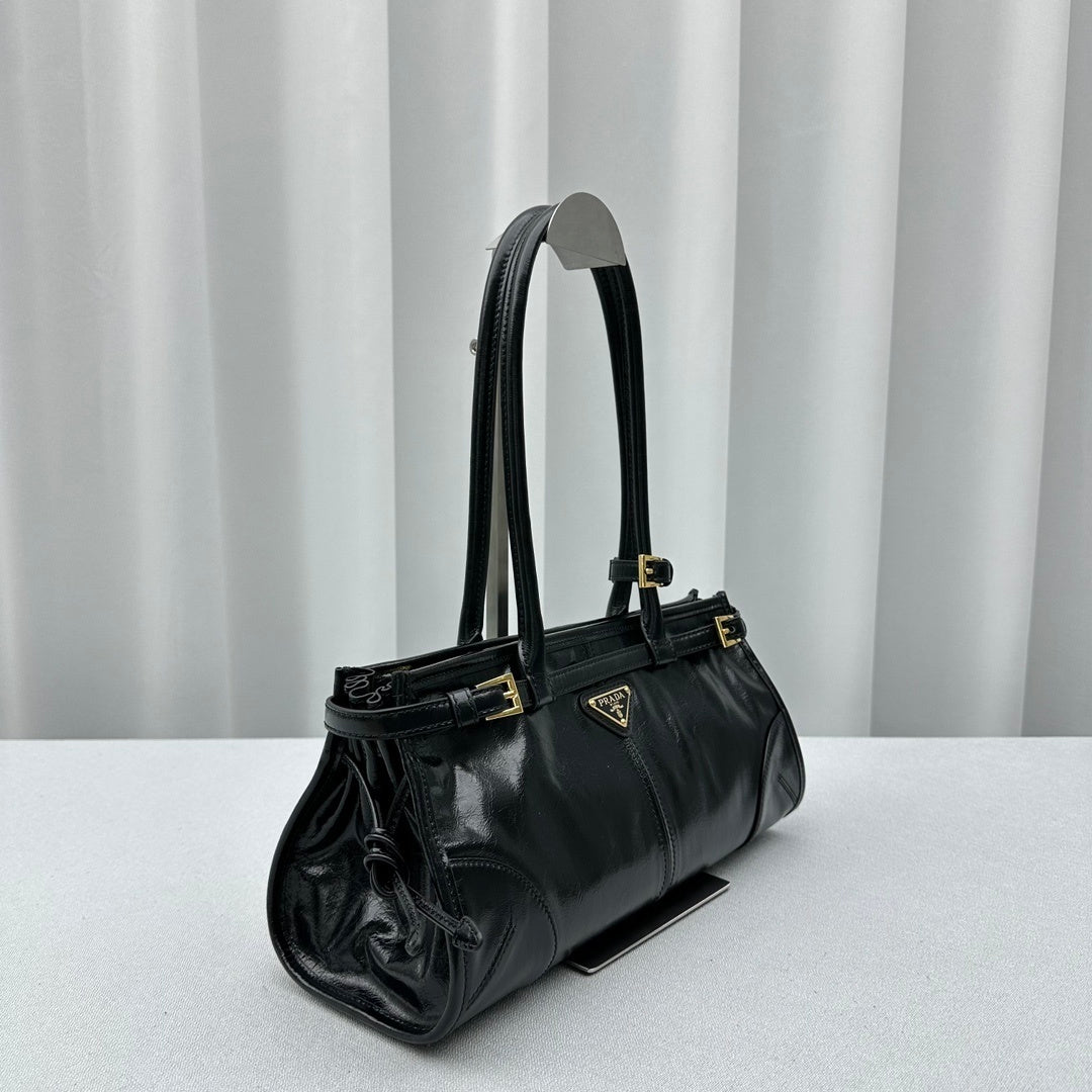 Prada Bonnie Medium Black Leather Shoulder Bag