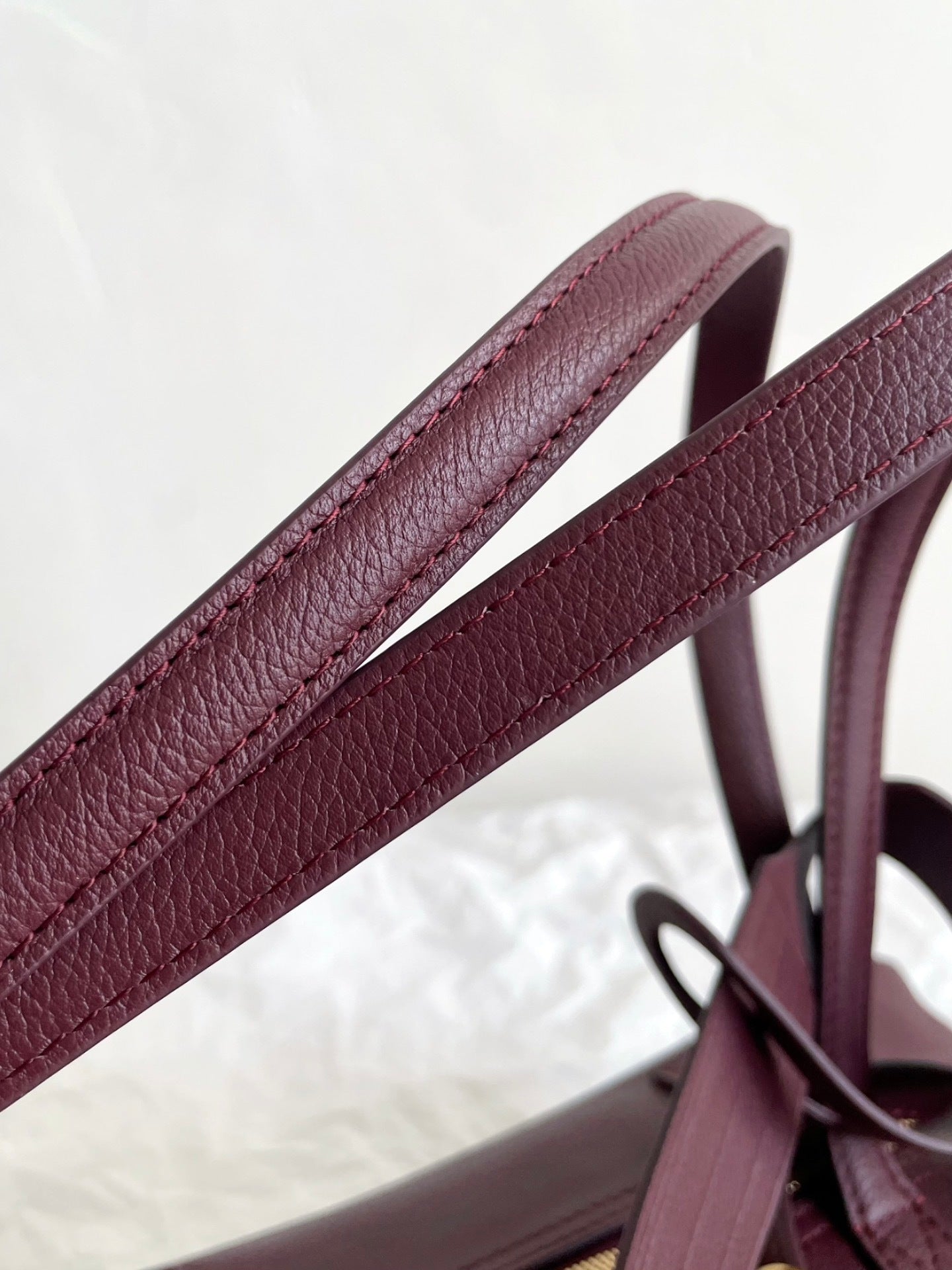 Balenciaga Carrie Small Burgundy Textured Leather Bag