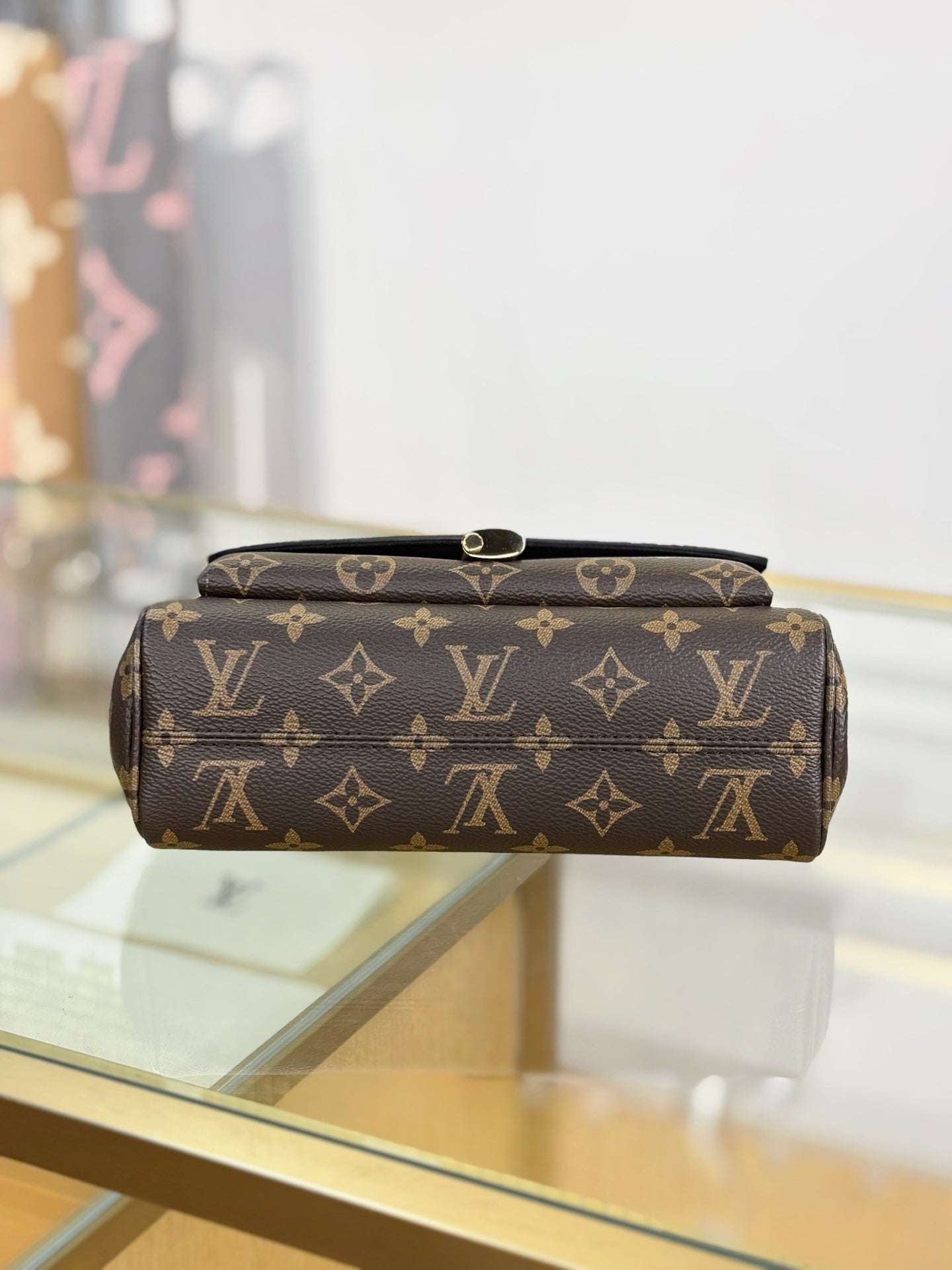 Louis Vuitton Saint Germain BB Bag in Monogram Canvas with Black Leather Trim & Gold Padlock
