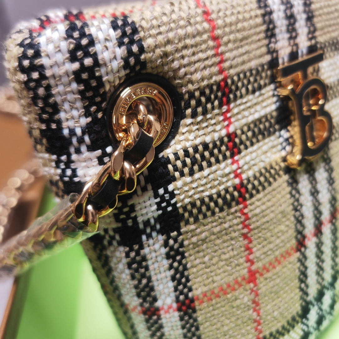 Burberry Mini Lola Bucket Bag in Archive Beige Check Bouclé