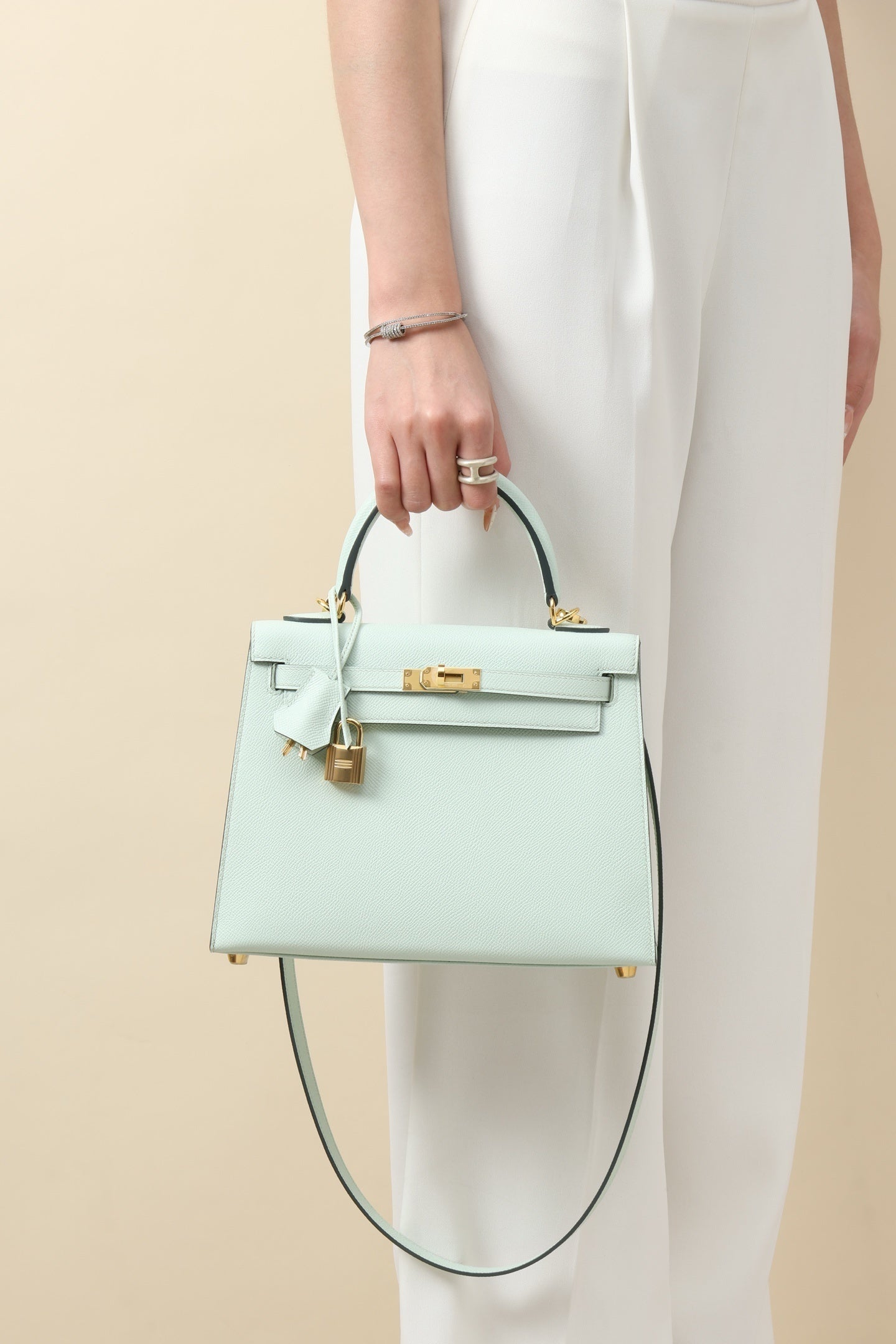 Hermès Kelly 25 Sellier Vert Peppermint Epsom