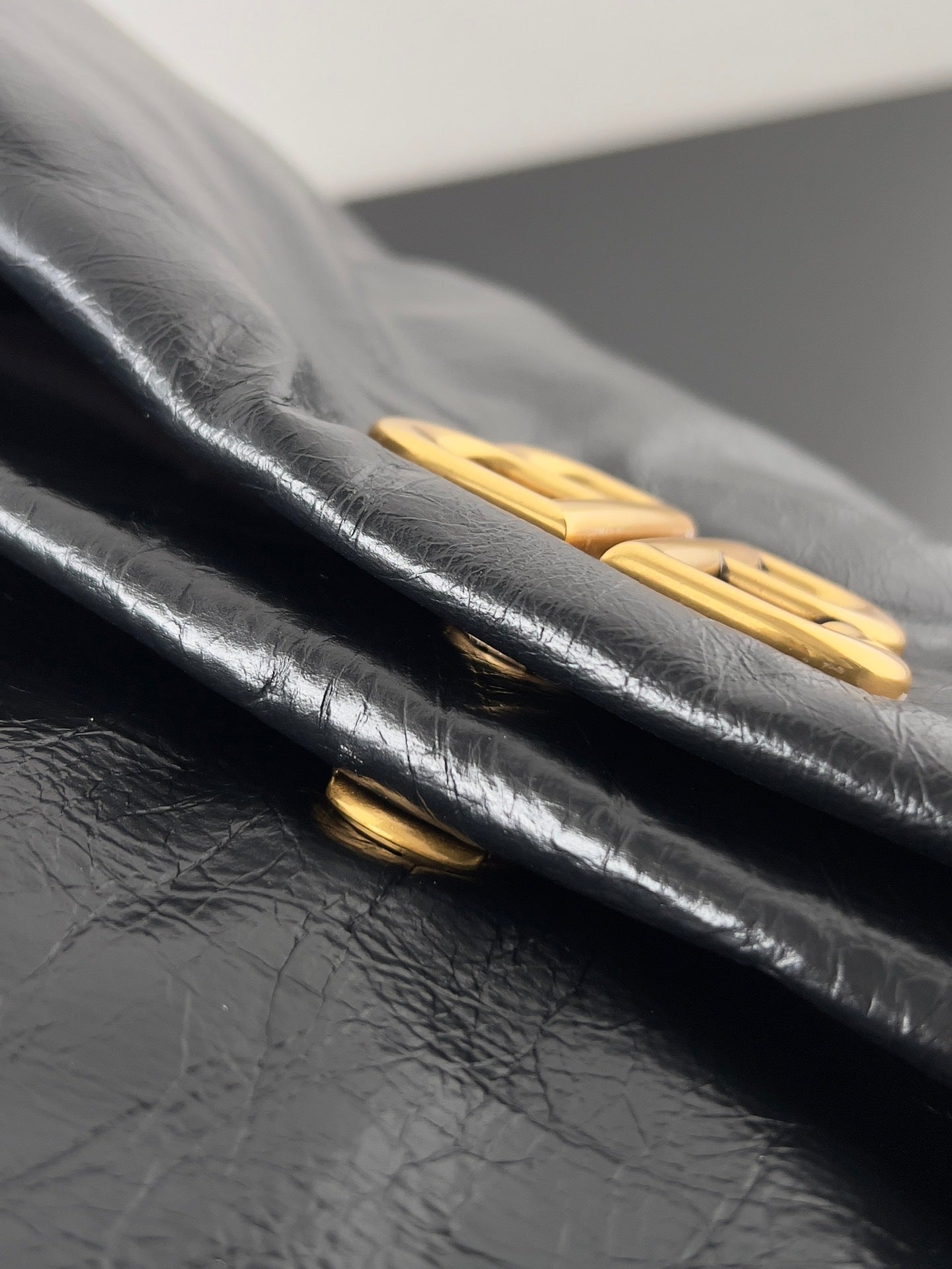 Balenciaga Monaco Black Crinkled Calfskin Shoulder Bag