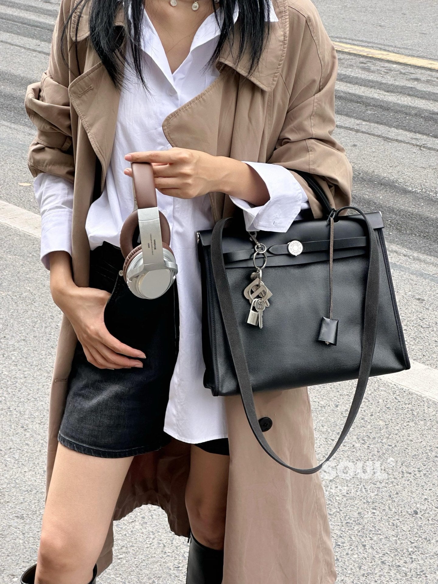 Hermès Herbag Zip 31 Black Toile Canvas Bag