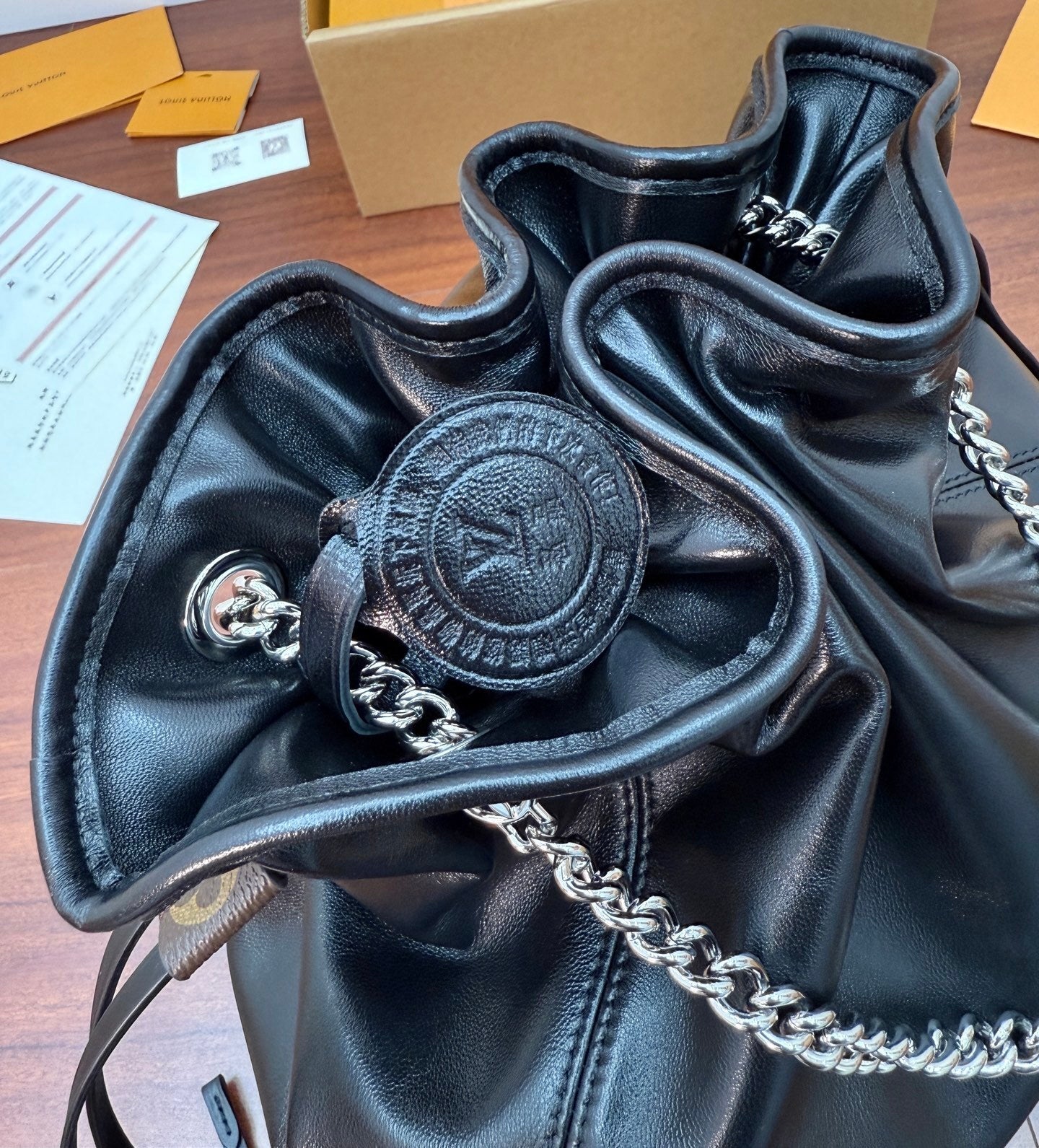 Louis Vuitton Off Duty Vibe MM Bag in Black Lamb Leather