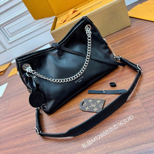 Louis Vuitton Carryall Vibe BB Bag – Black Lambskin with Silver Hardware