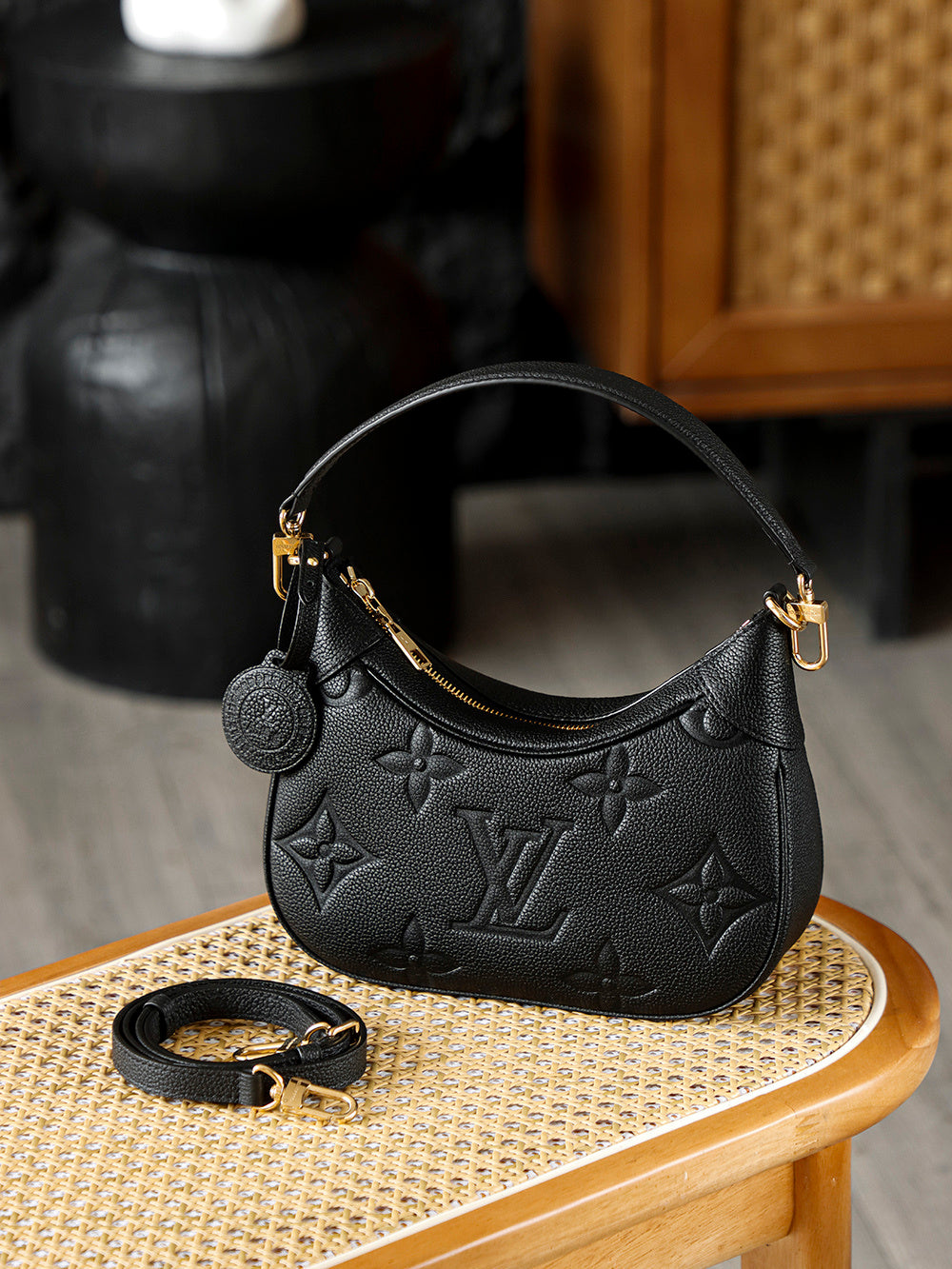 Louis Vuitton Bagatelle Bag in Black Monogram Empreinte Leather