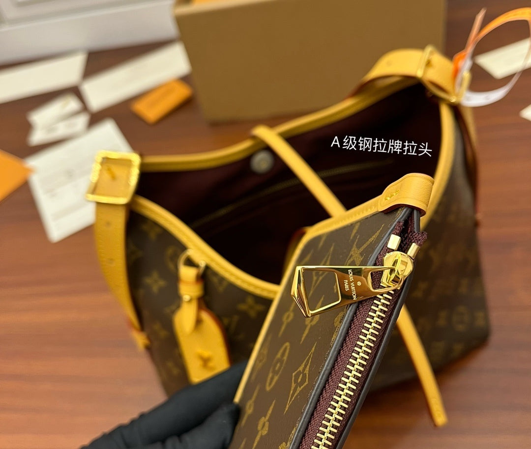 Louis Vuitton CarryAll PM Handbag – Monogram Canvas with Natural Leather Trim