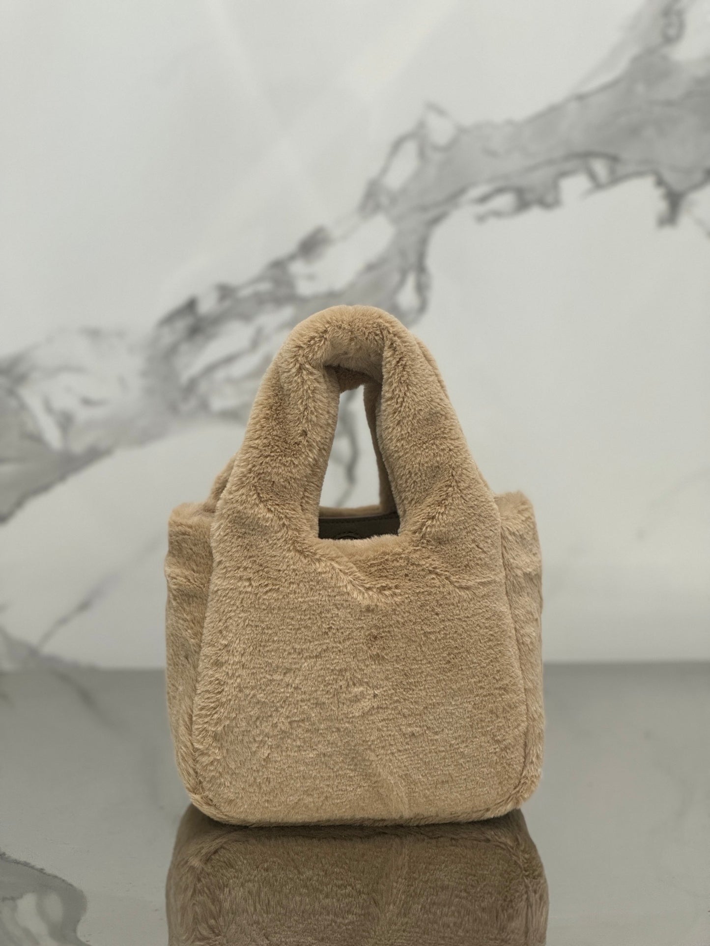 Prada Shearling Mini Handbag – Beige