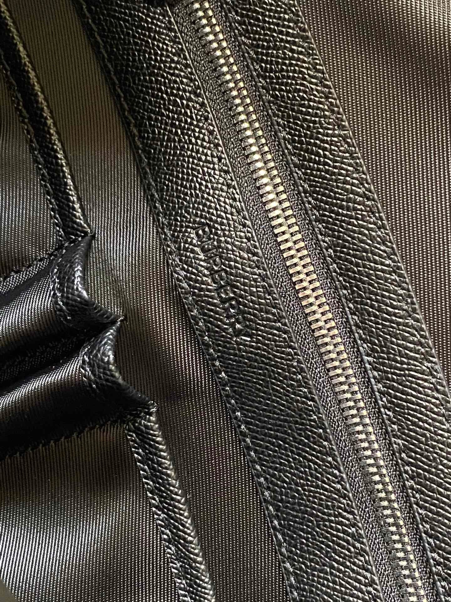Burberry Black Grained Leather Briefcase with Silver Logo Plaque