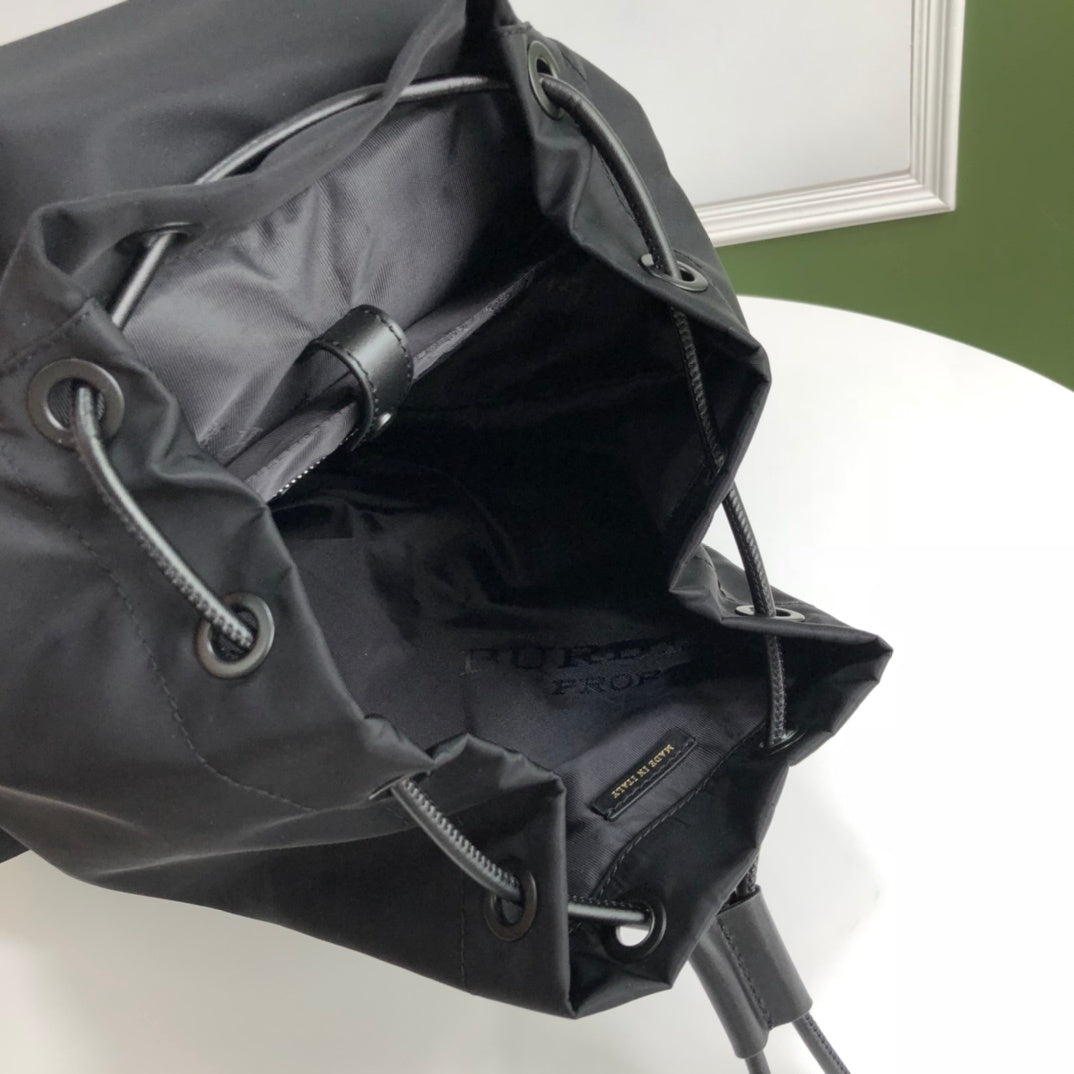 Burberry Black Technical Nylon Rucksack with Leather Trim