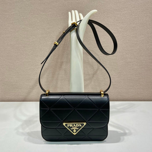 Prada Quilted Nappa Leather Shoulder Bag with Gold Triangle Logo